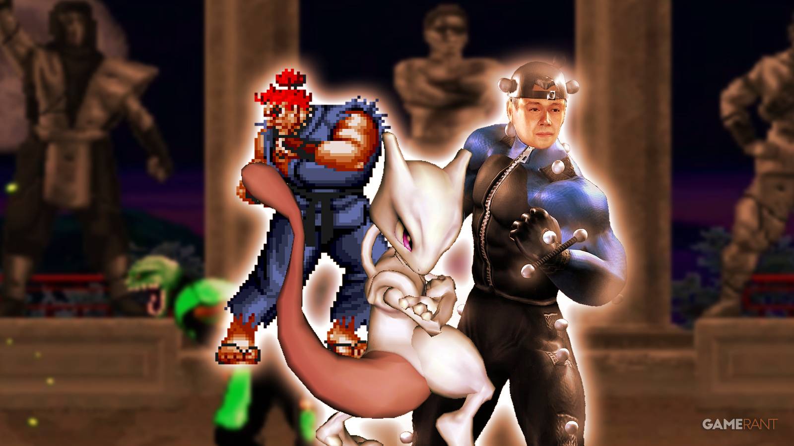 Secret Characters In Fighting Games Super Street Fighter 2 Turbo Akuma, Super Smash Bros. Melee Mewtwo, Mortal Kombat: Deadly Alliance Mokap