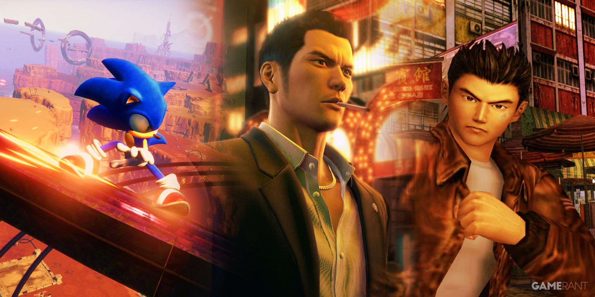 Sega games Sonic Frontiers, Yakuza 0, Shenmue 2