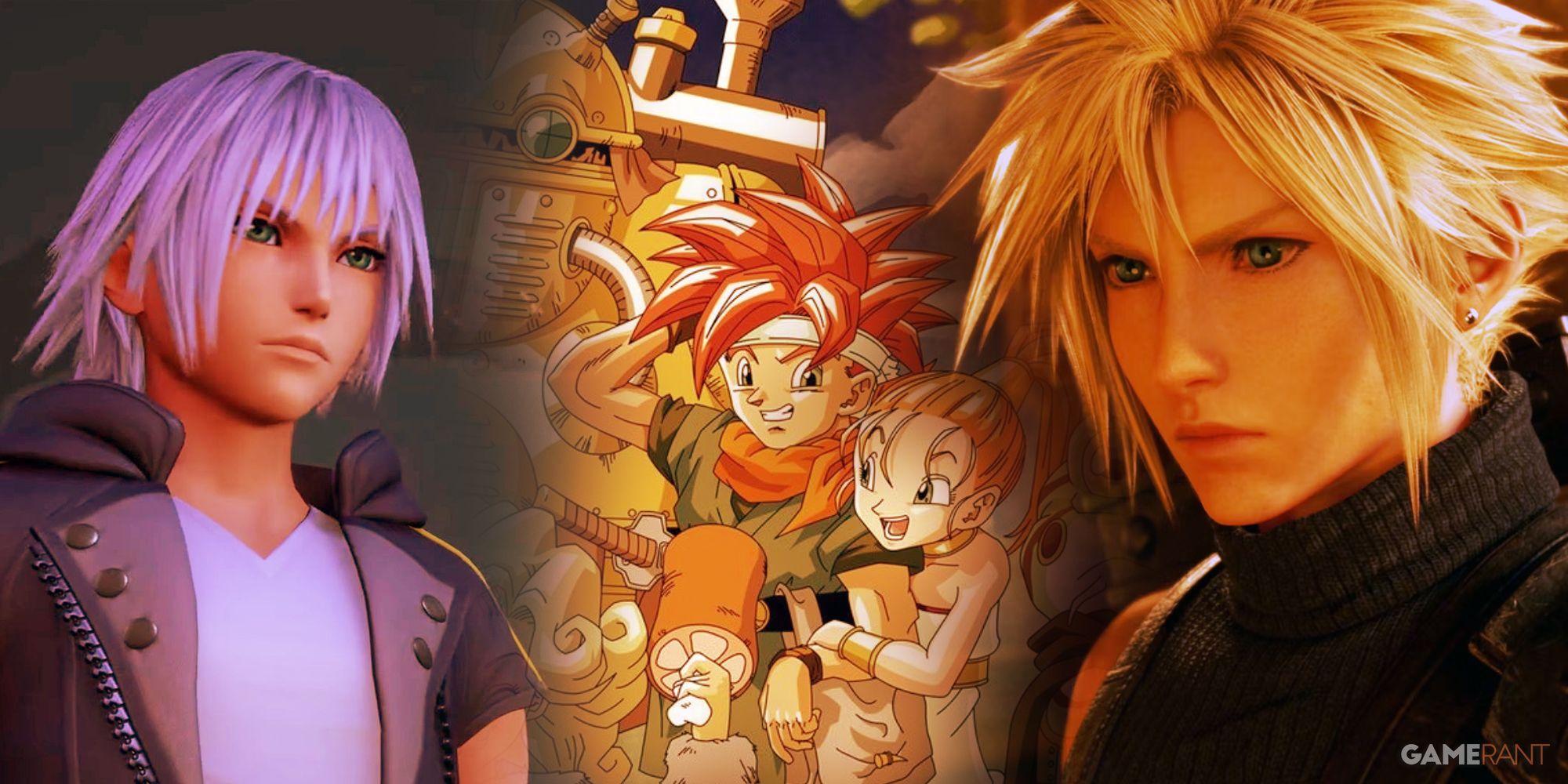 Square Enix Protagonists Kingdom Hearts Riku, Chrono Trigger Chrono, Final Fantasy 7 Rebirth Cloud