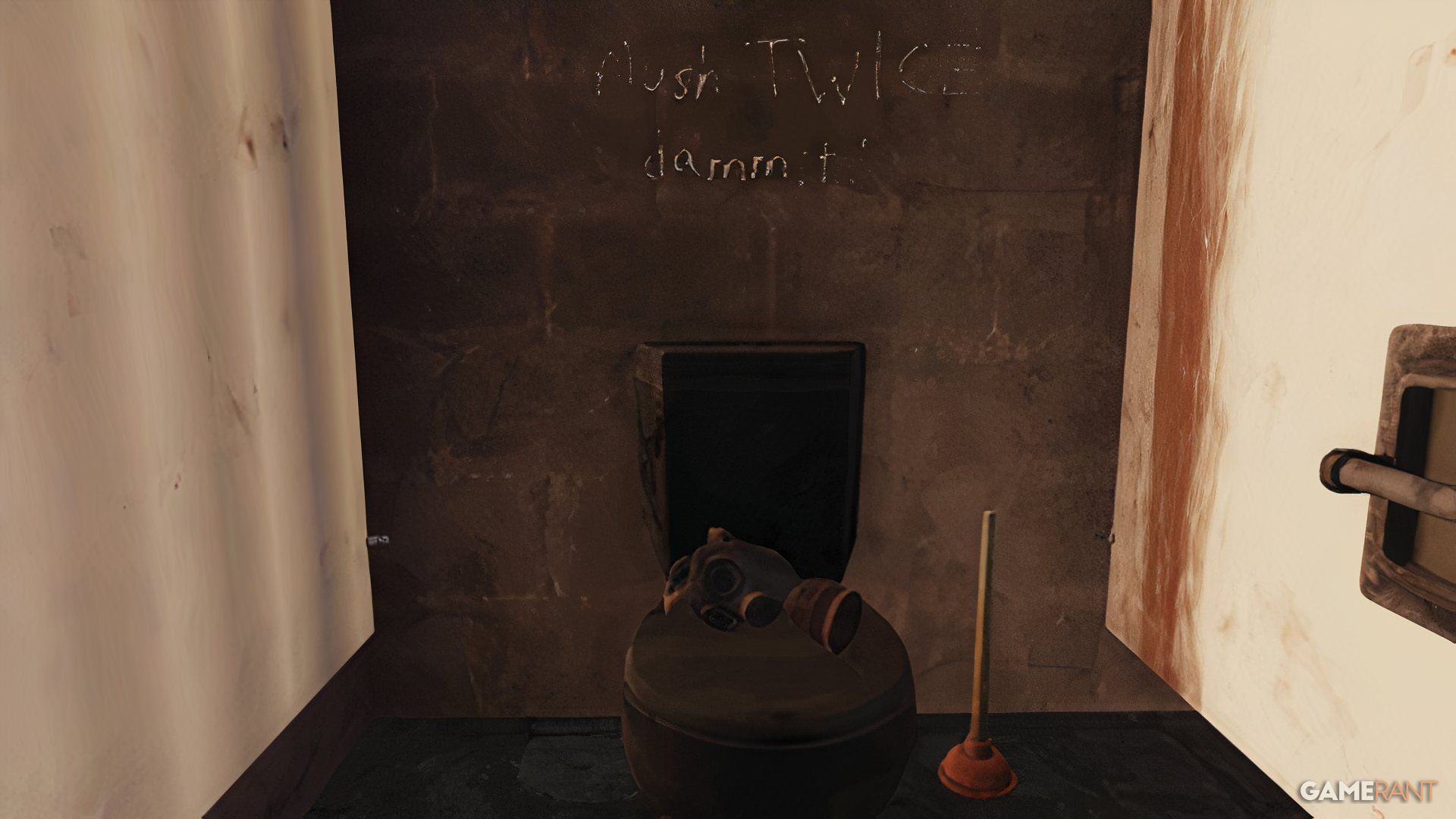 A Plunger Near A Toilet Bowl in Fallout 76
