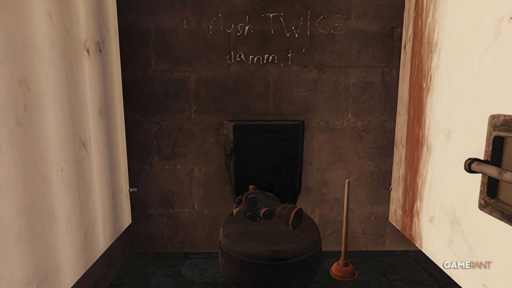 A Plunger Near A Toilet Bowl in Fallout 76