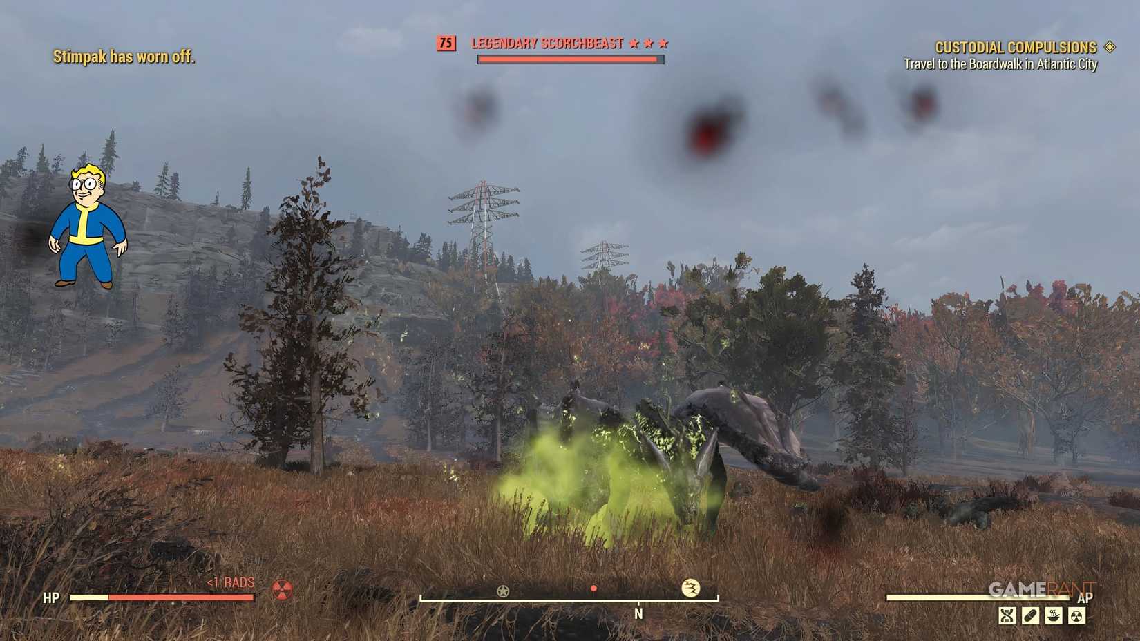 A Scorchbeast Landing in Fallout 76