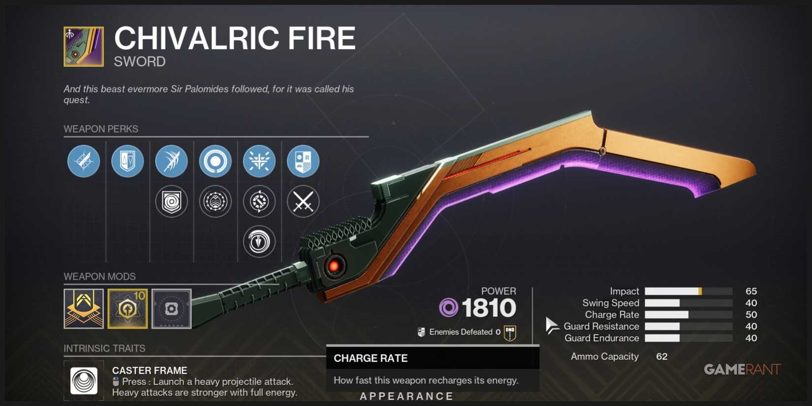 Chivalric Fire Weapon Details