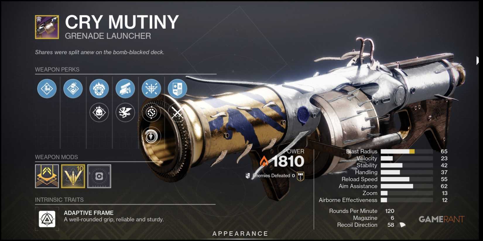 Cry Mutiny Weapon details