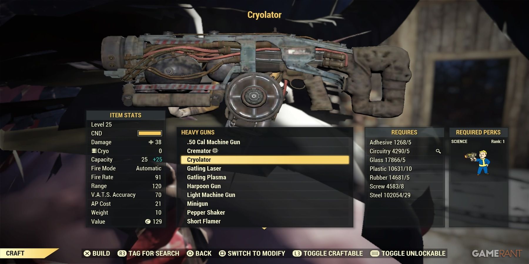 Cryolator in Fallout 76