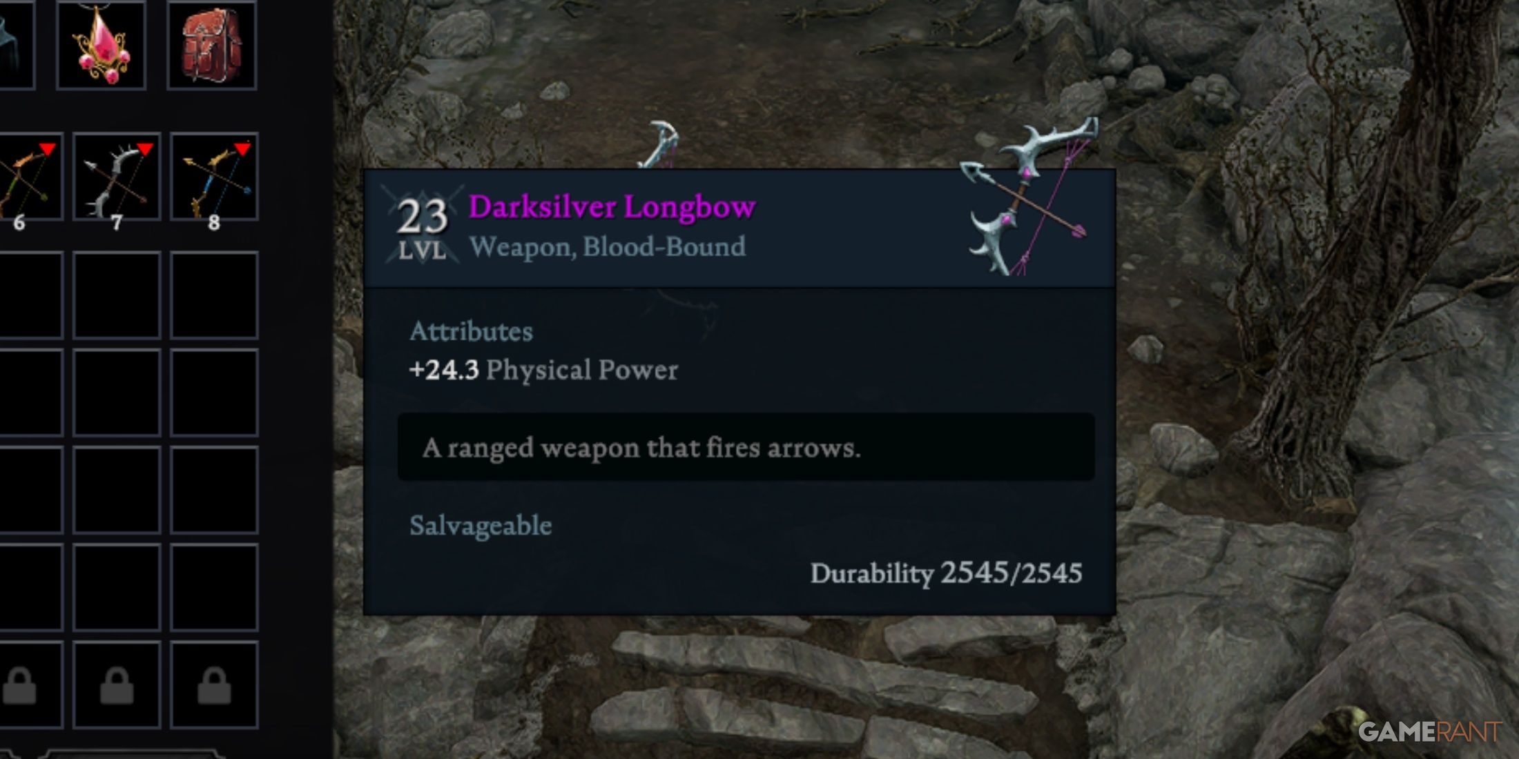 Dark Silver Longbow In V Rising