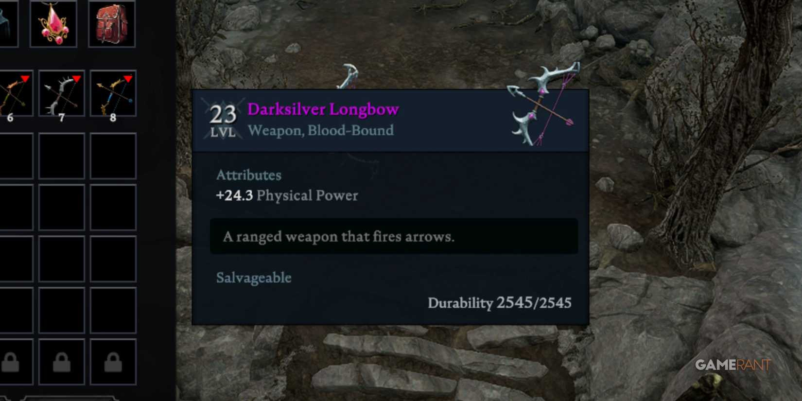 Dark Silver Longbow In V Rising