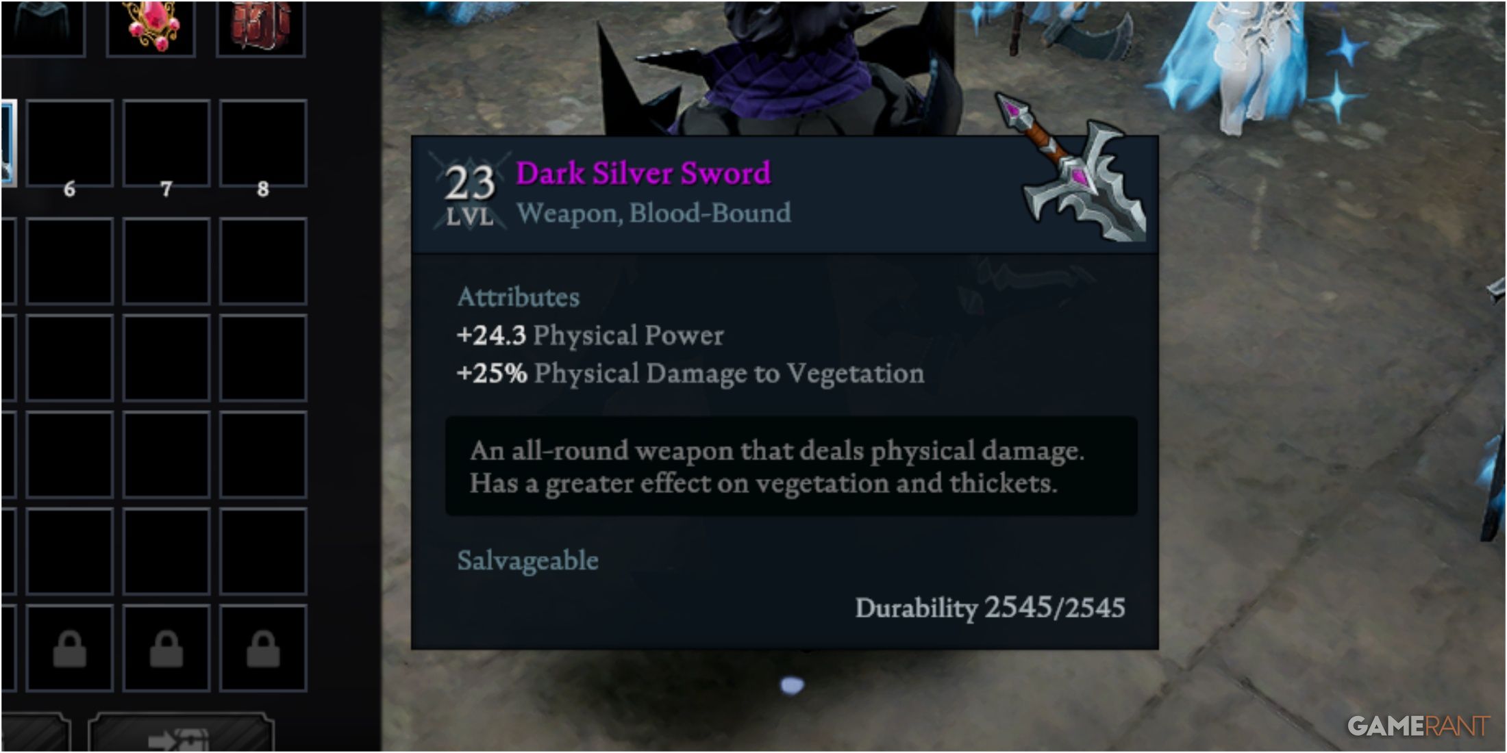 Dark Silver Sword In V Risisng