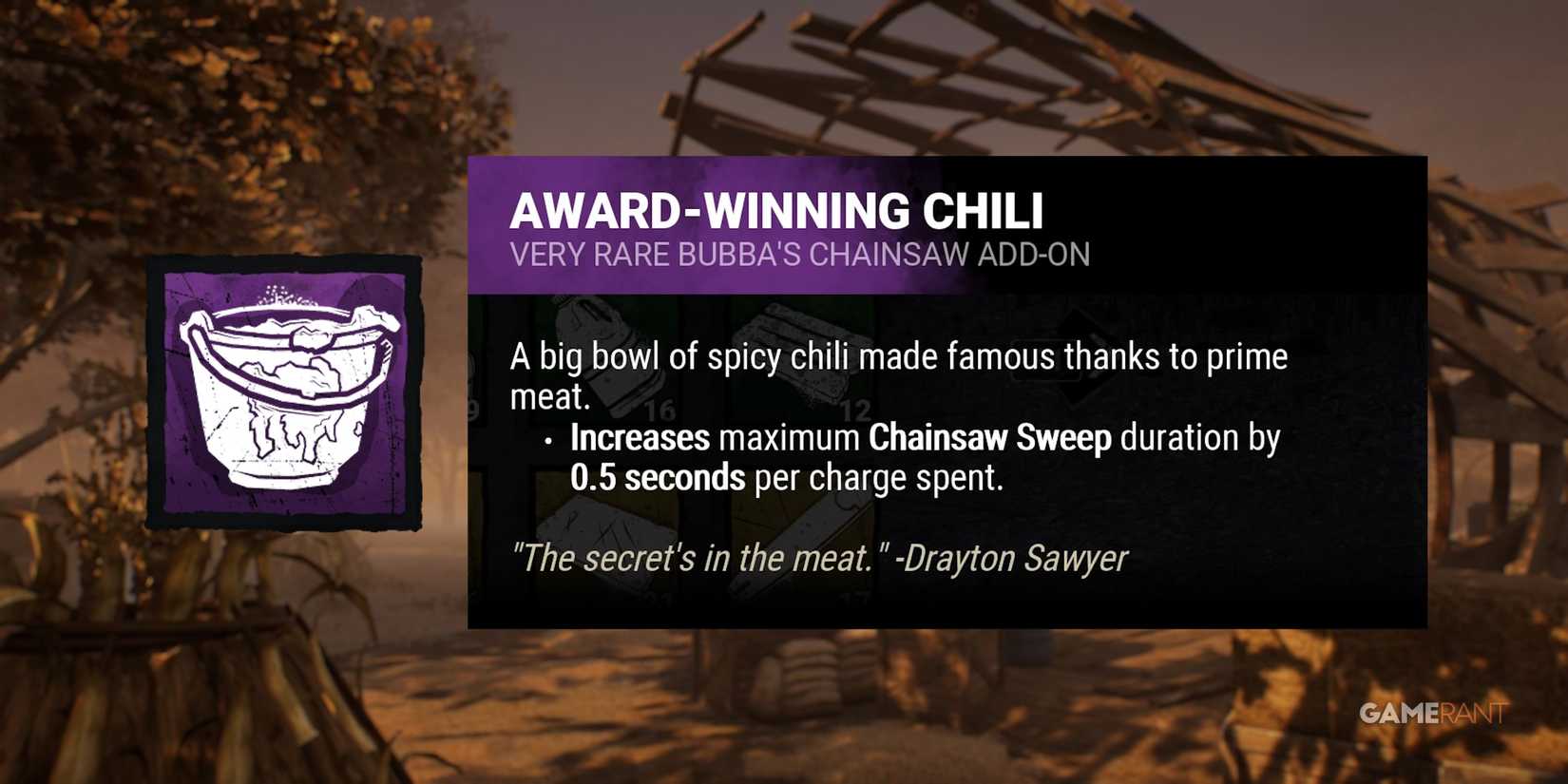 dead by daylight the cannibal award-winning chili addon