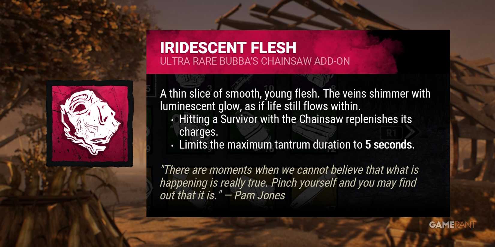 dead by daylight the cannibal iridescent flesh addon