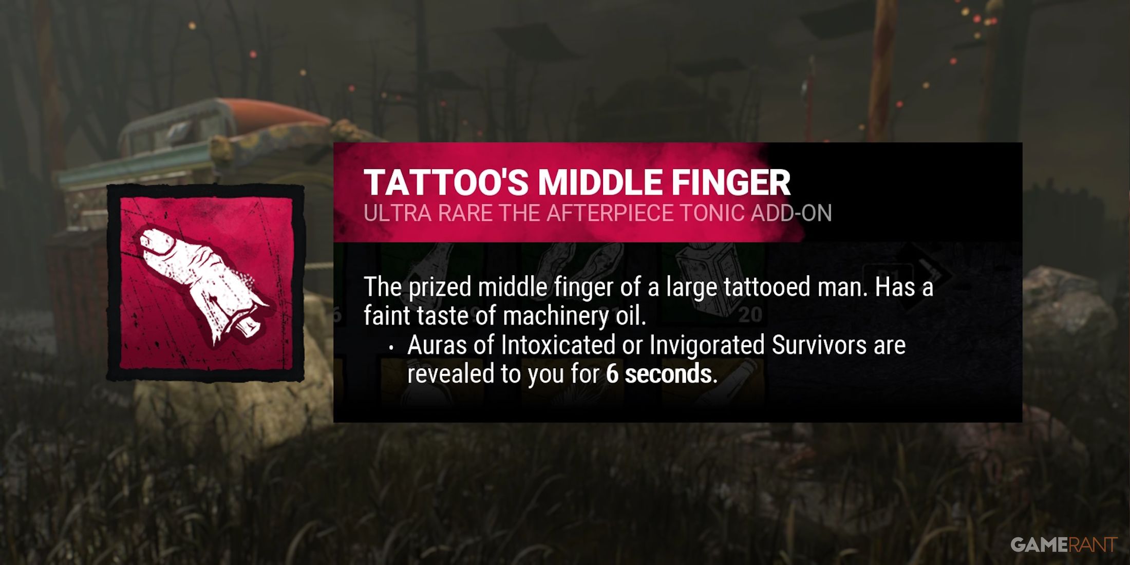 dead by daylight the clown tattoo's middle finger addon