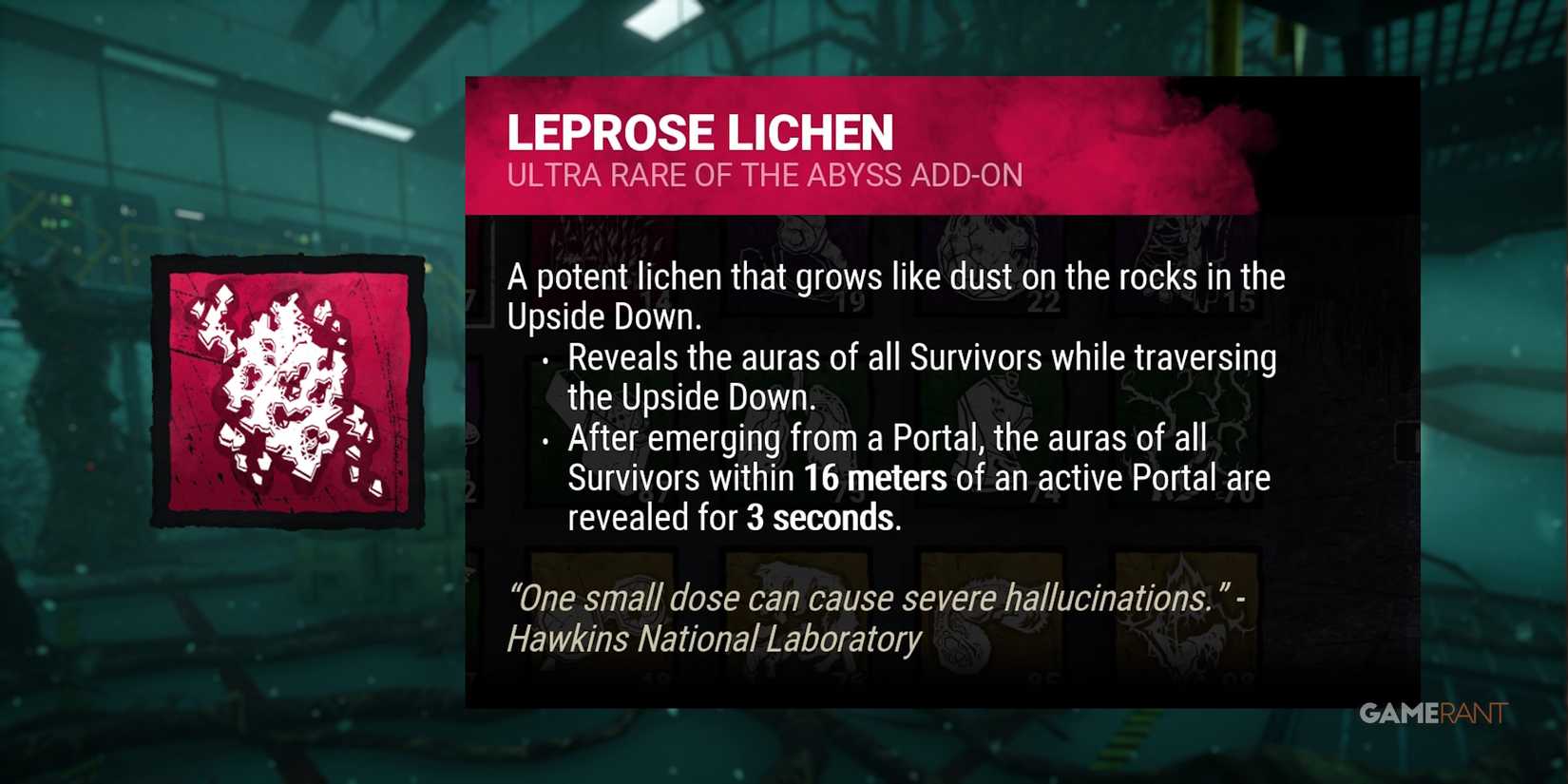 dead by daylight the demogorgon leprose lichen addon