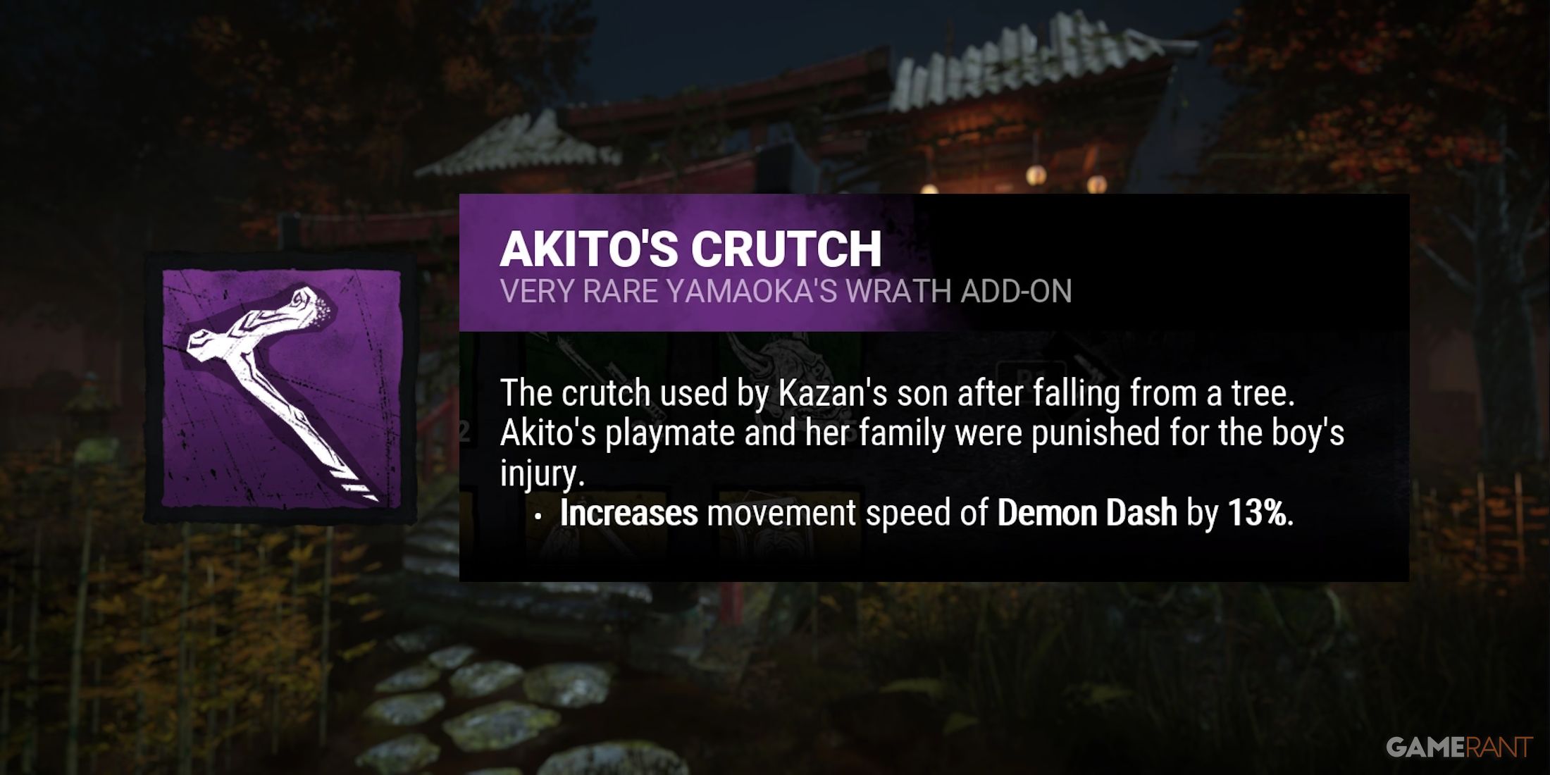 dead by daylight the oni akito's crutch add-on