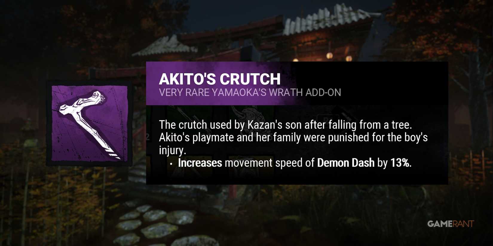 dead by daylight the oni akito's crutch add-on