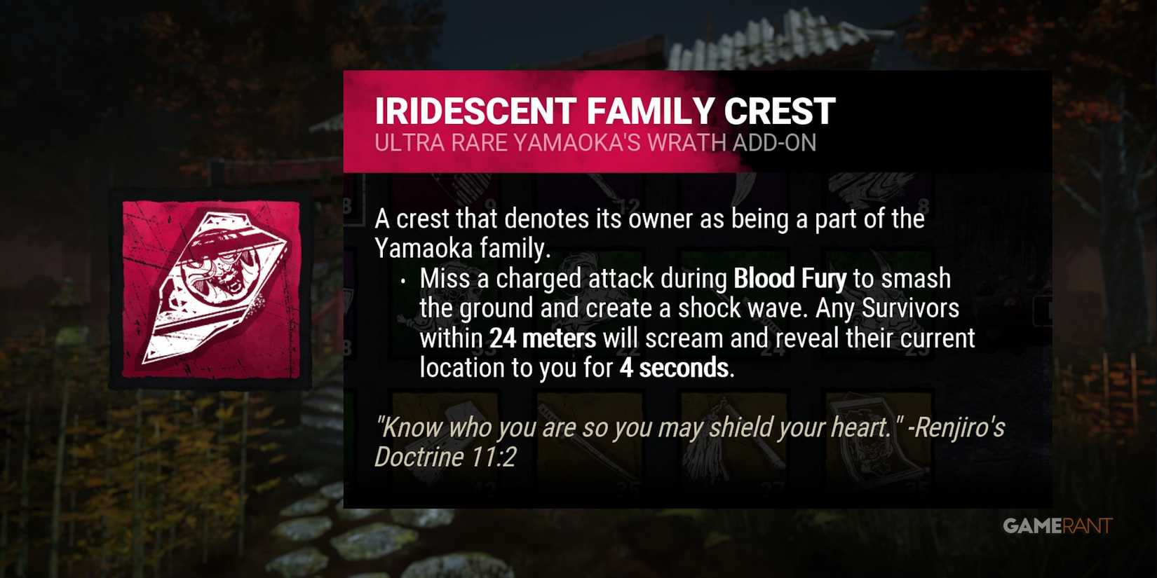dead by daylight the oni iridescent family crest add-on