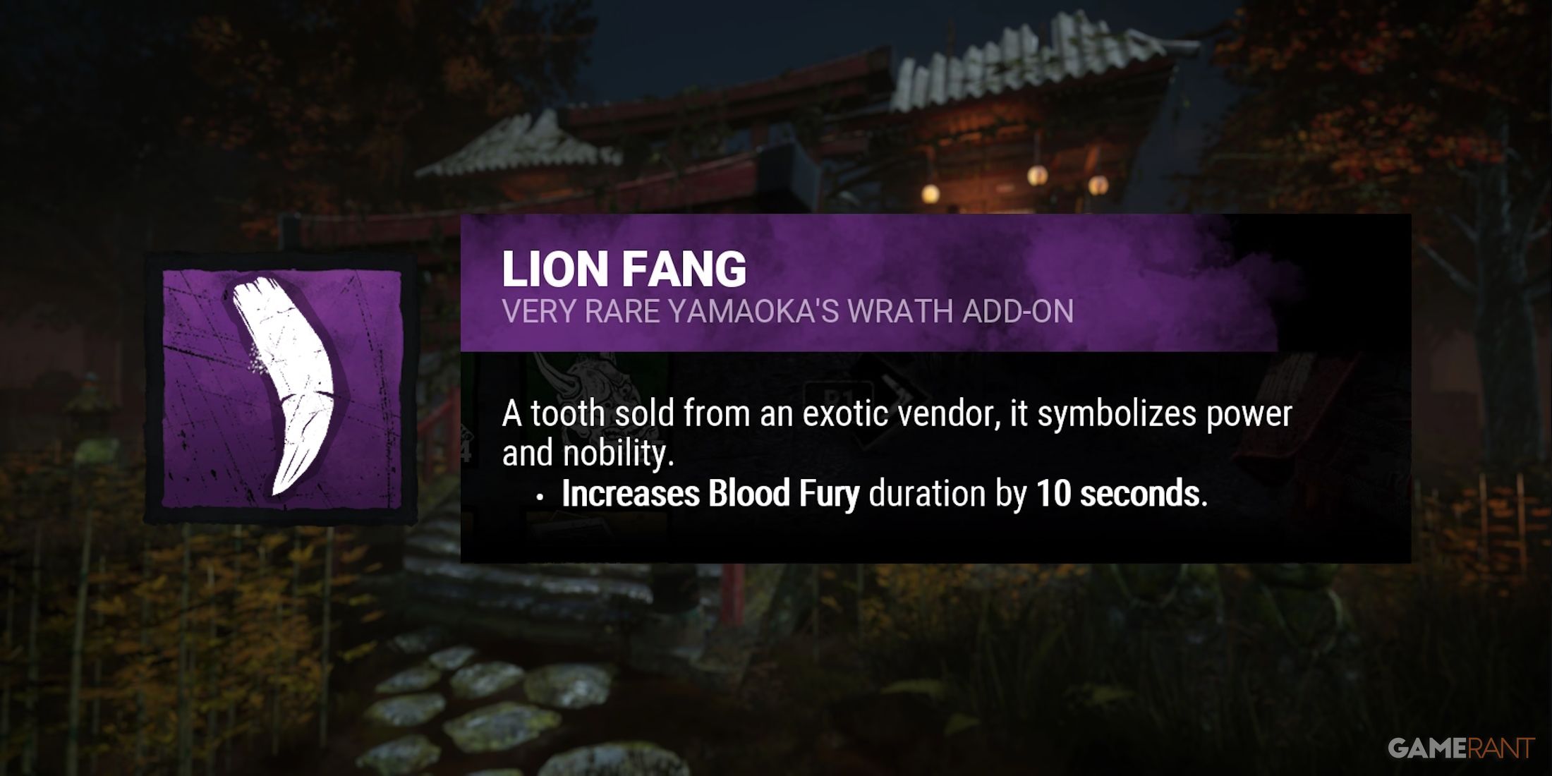 dead by daylight the oni lion fang add-on