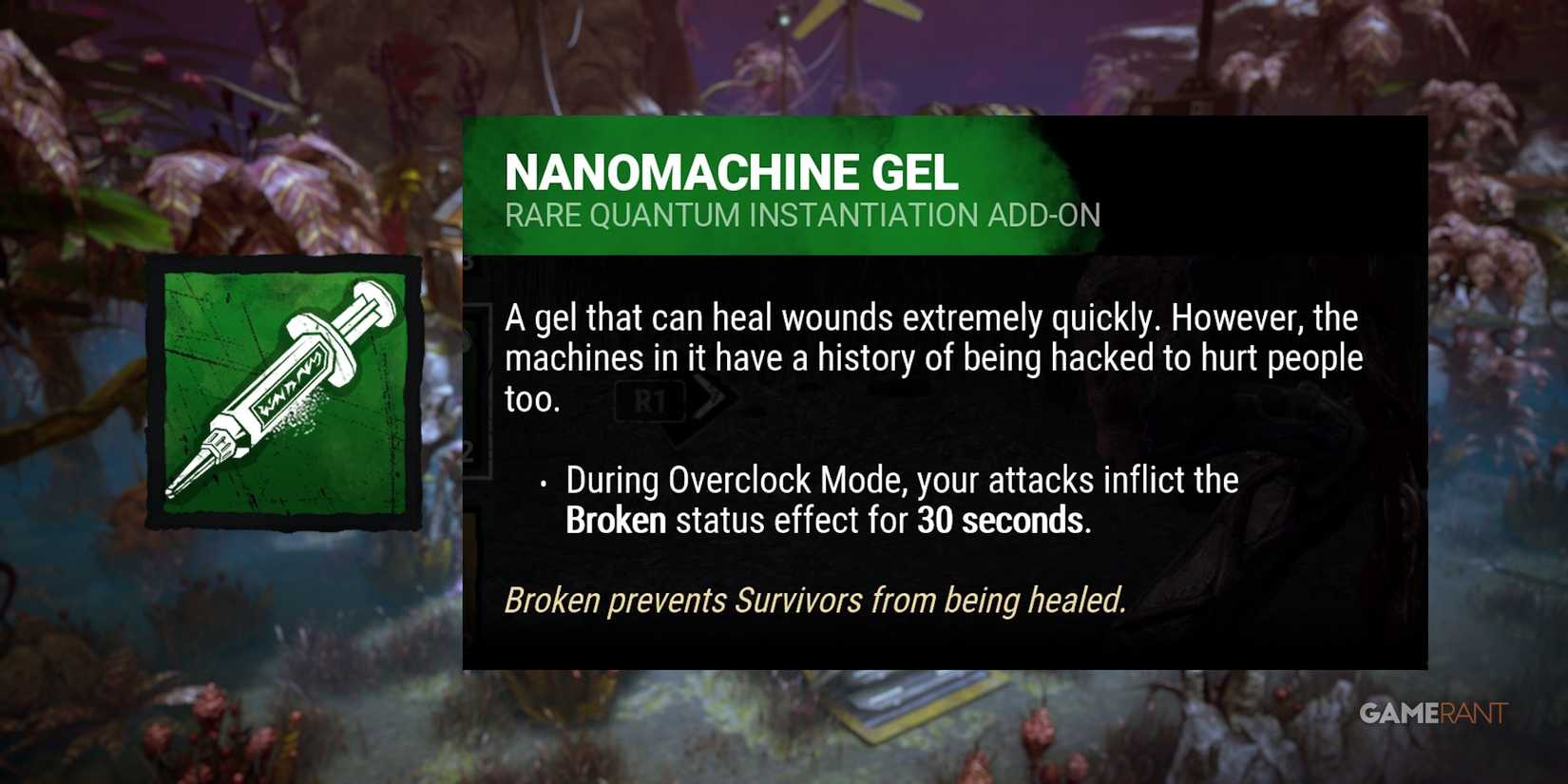 dead by daylight the singularity nanomachine gel addon