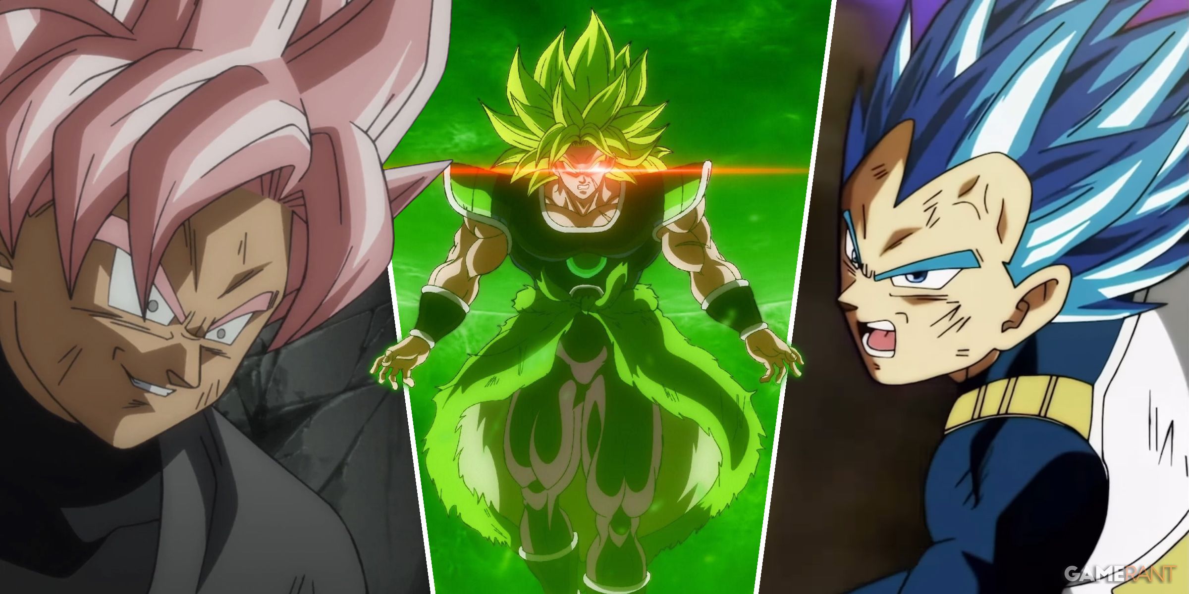 Goku Black, Broly, and Vegeta