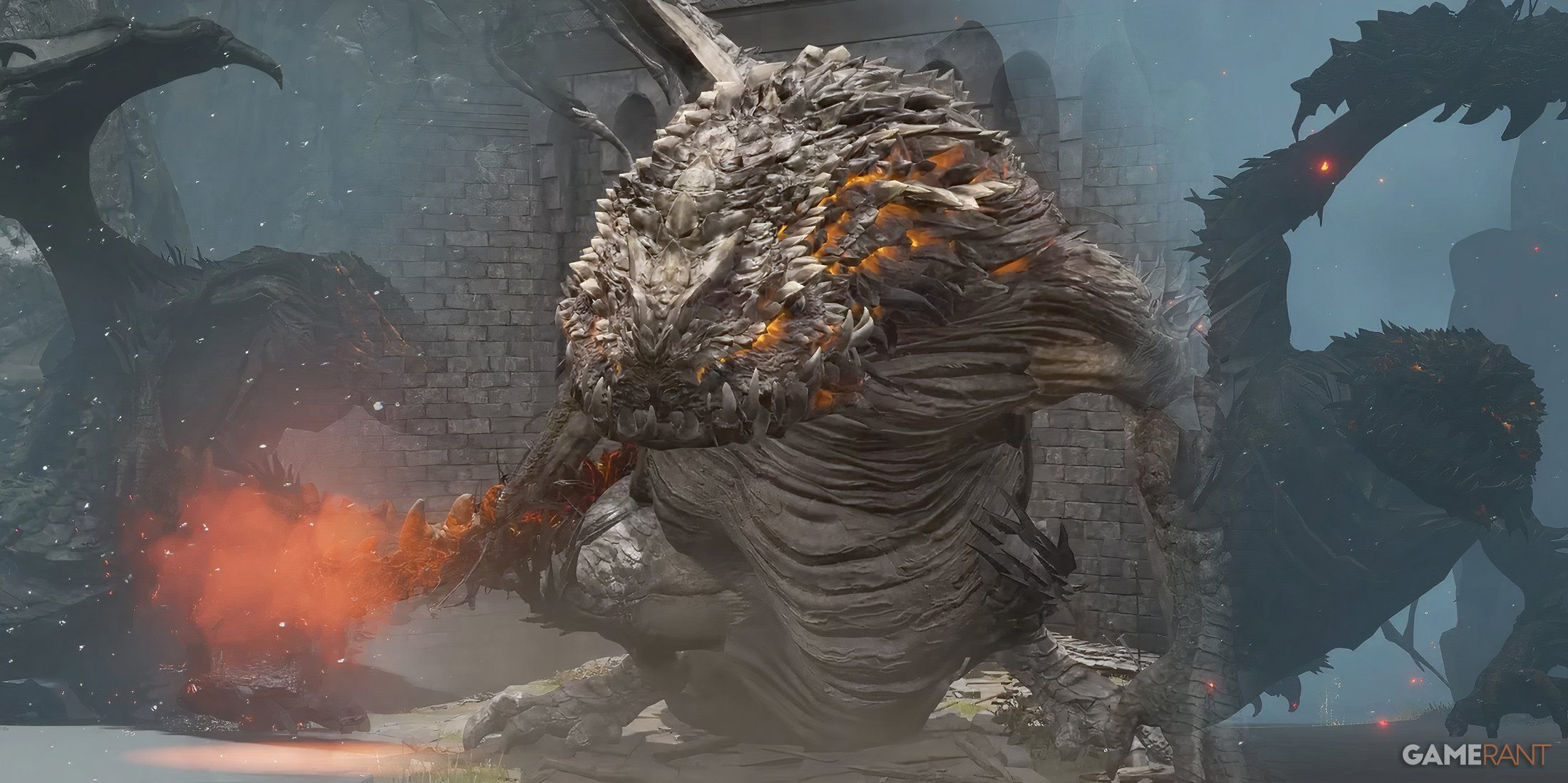 Elden Ring Fans Believe Sites Of Grace Are Getting A Big Change In DLC   Elden Ring Magma Wyrm Theodorix Stands Above 