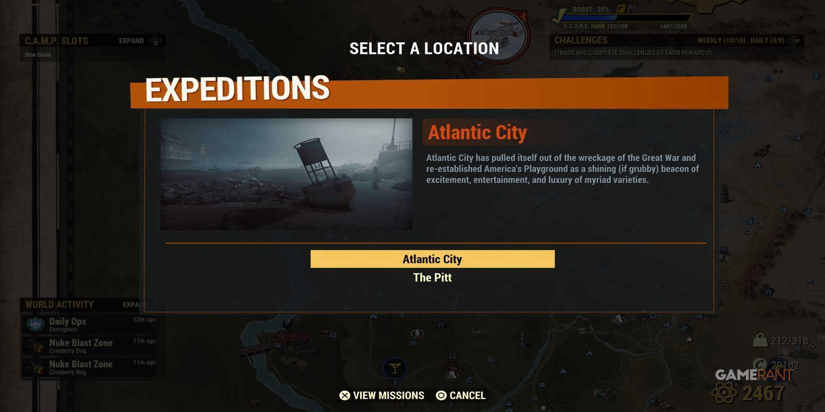 Expedition Screen in Fallout 76