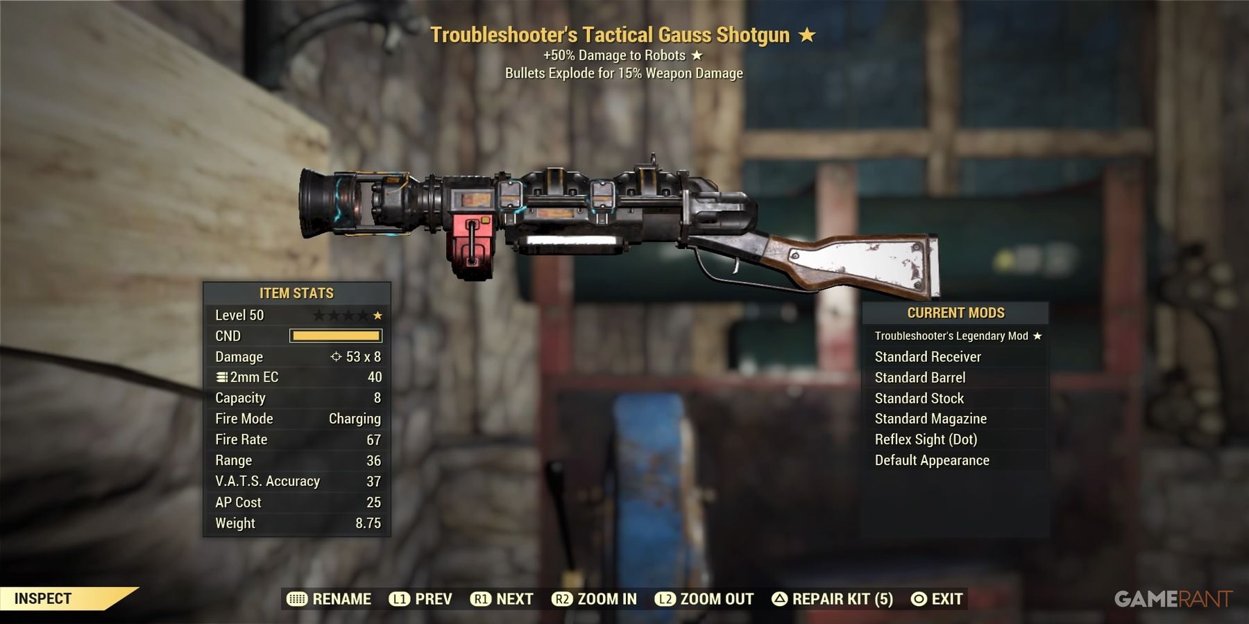 Gauss Shotgun in Fallout 76