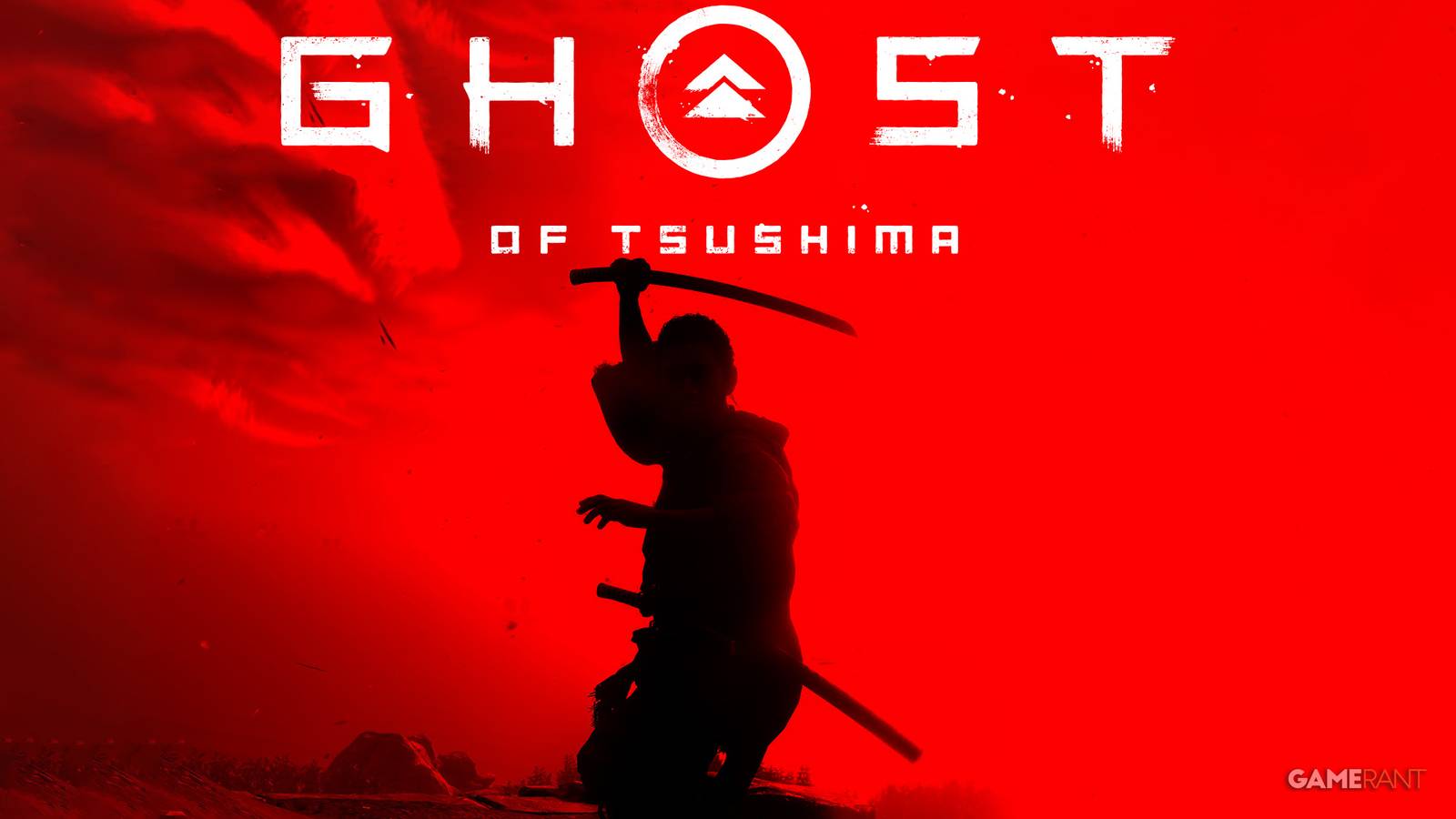 Ghost of Tsushima Water stance Samurai Red filter silhouette with white game logo