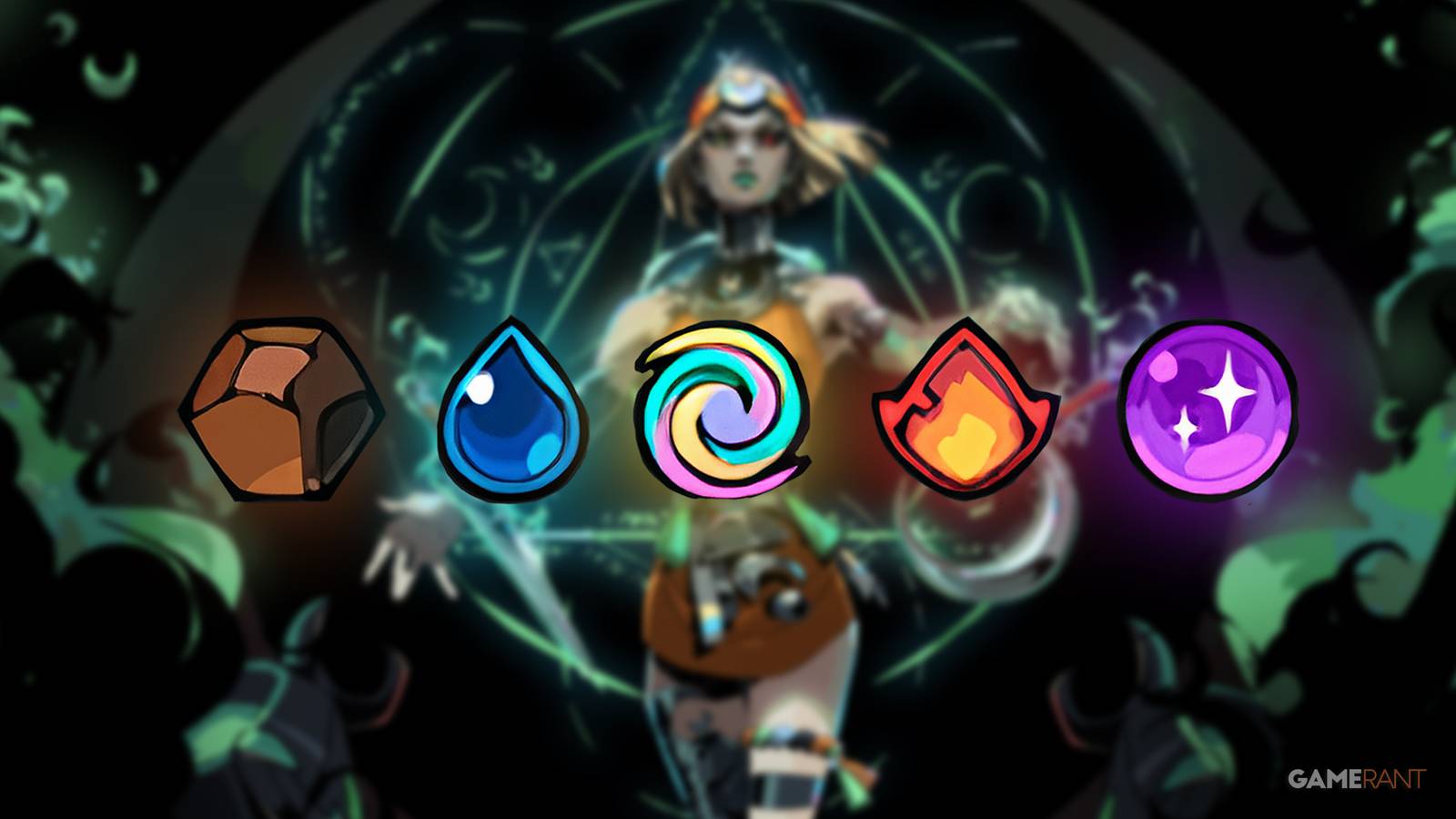 Hades 2 elements in front of Melinoe background