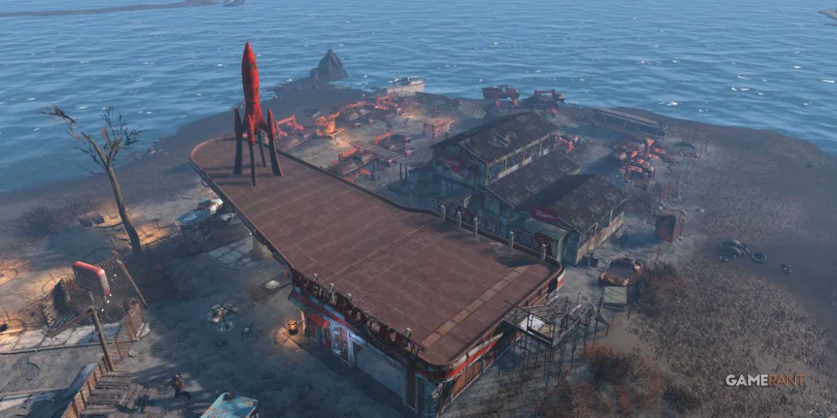 Aerial view of the Atom Cats Garage in Fallout 4