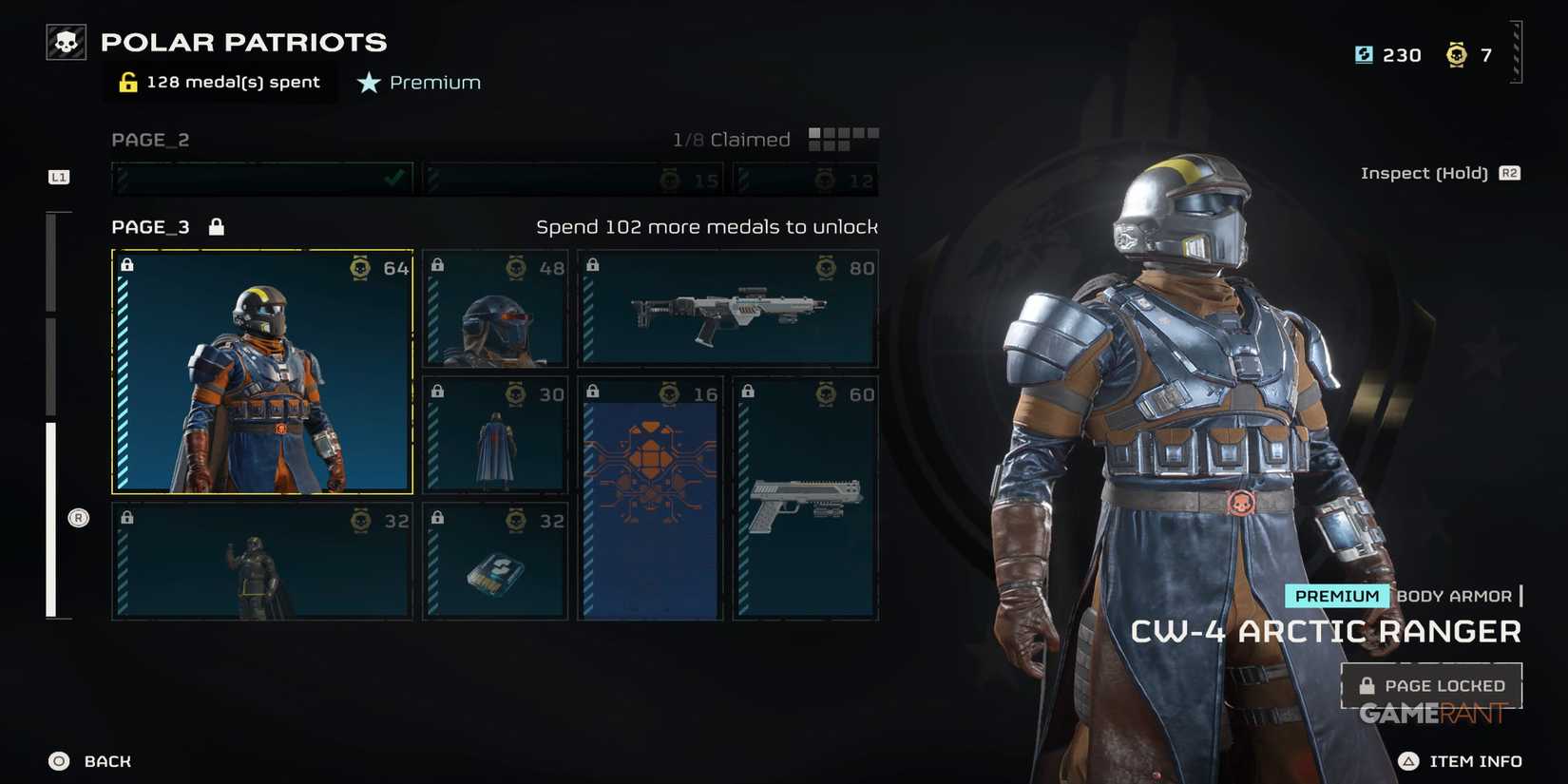 The Arctic Ranger Armor in the Warbond menu 