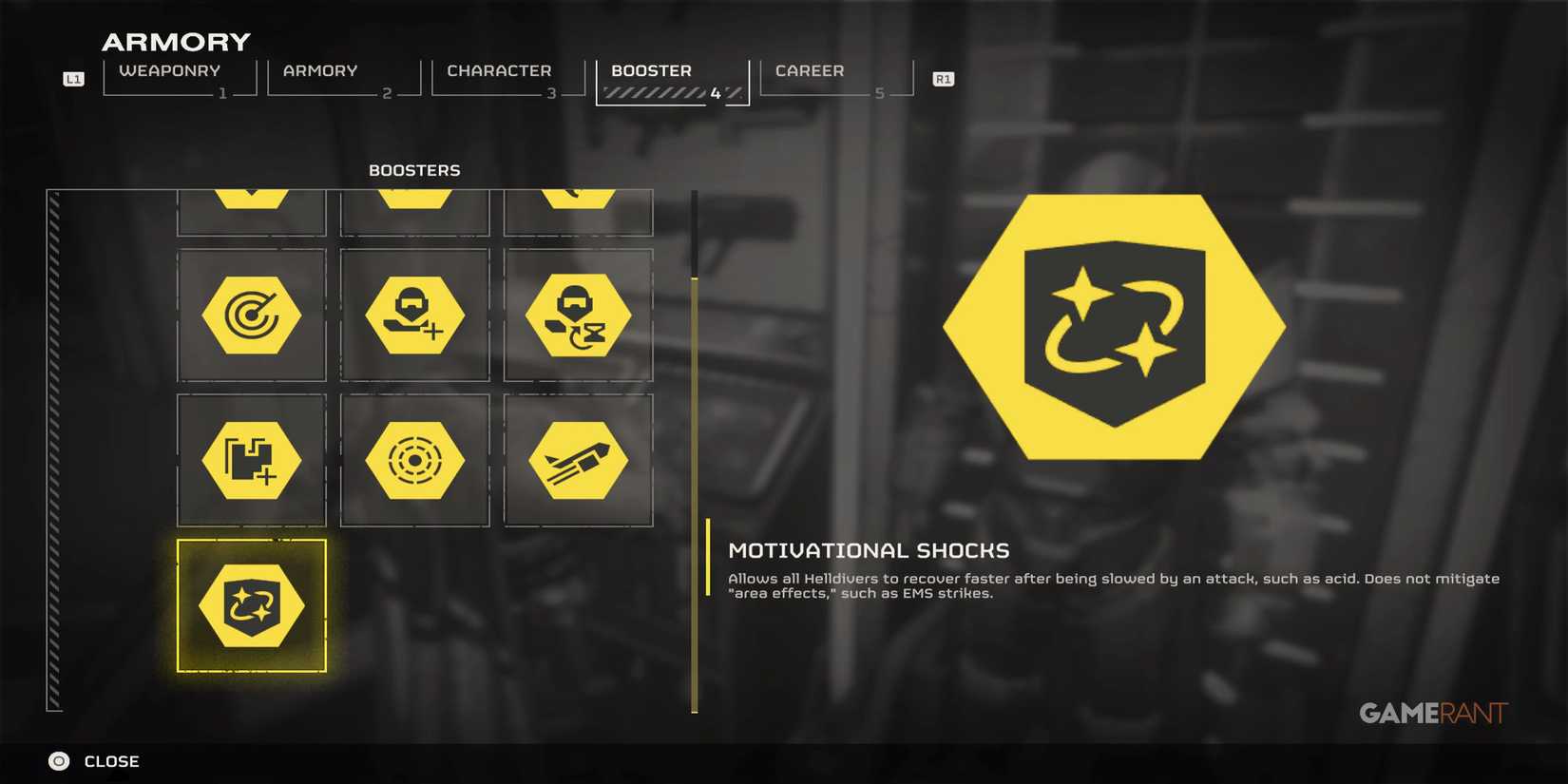 Helldivers 2 Motivational Shocks Booster description