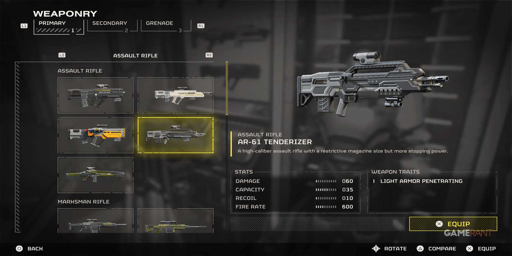 The Tenderizer Assault Rifle in Helldivers 2