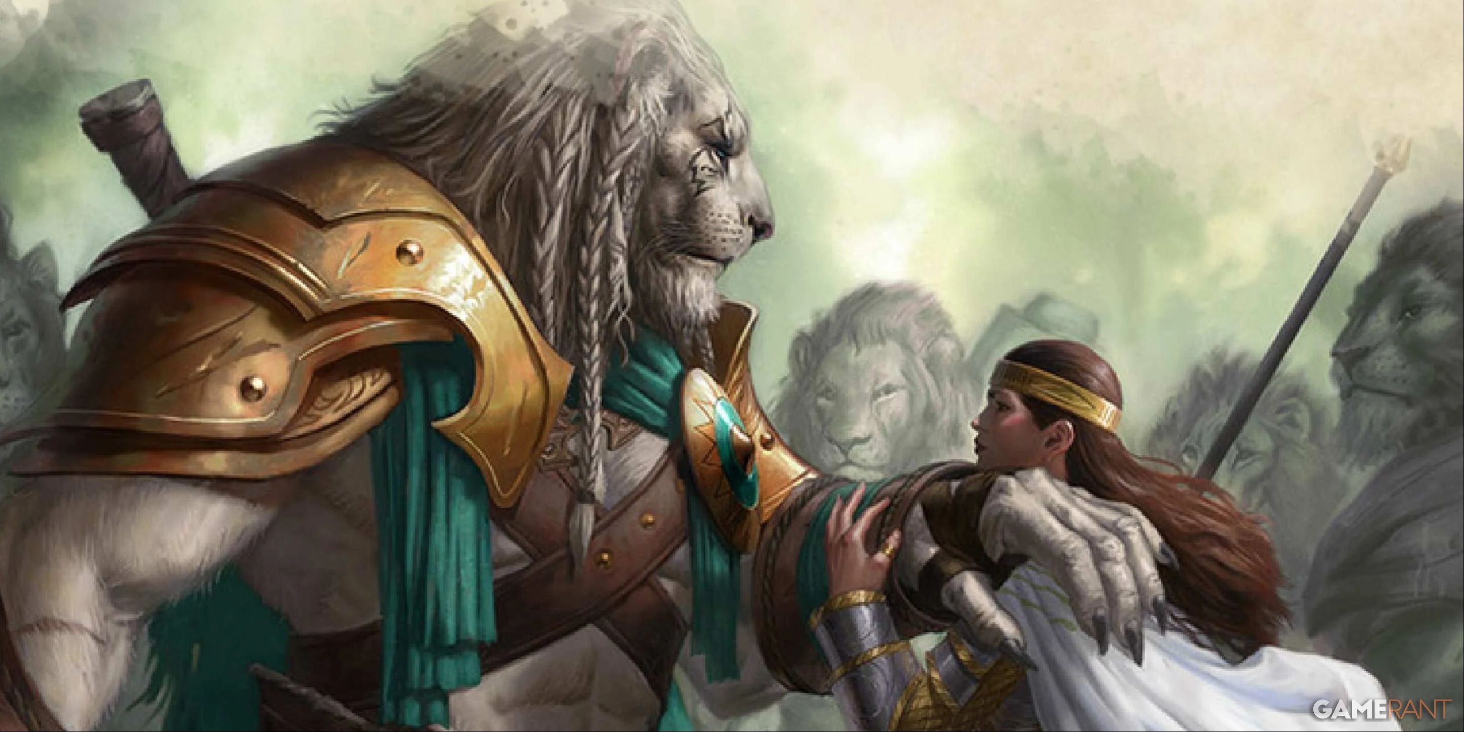 leonin and human companion official WoC artwork from Mystic Odyseys of Theros