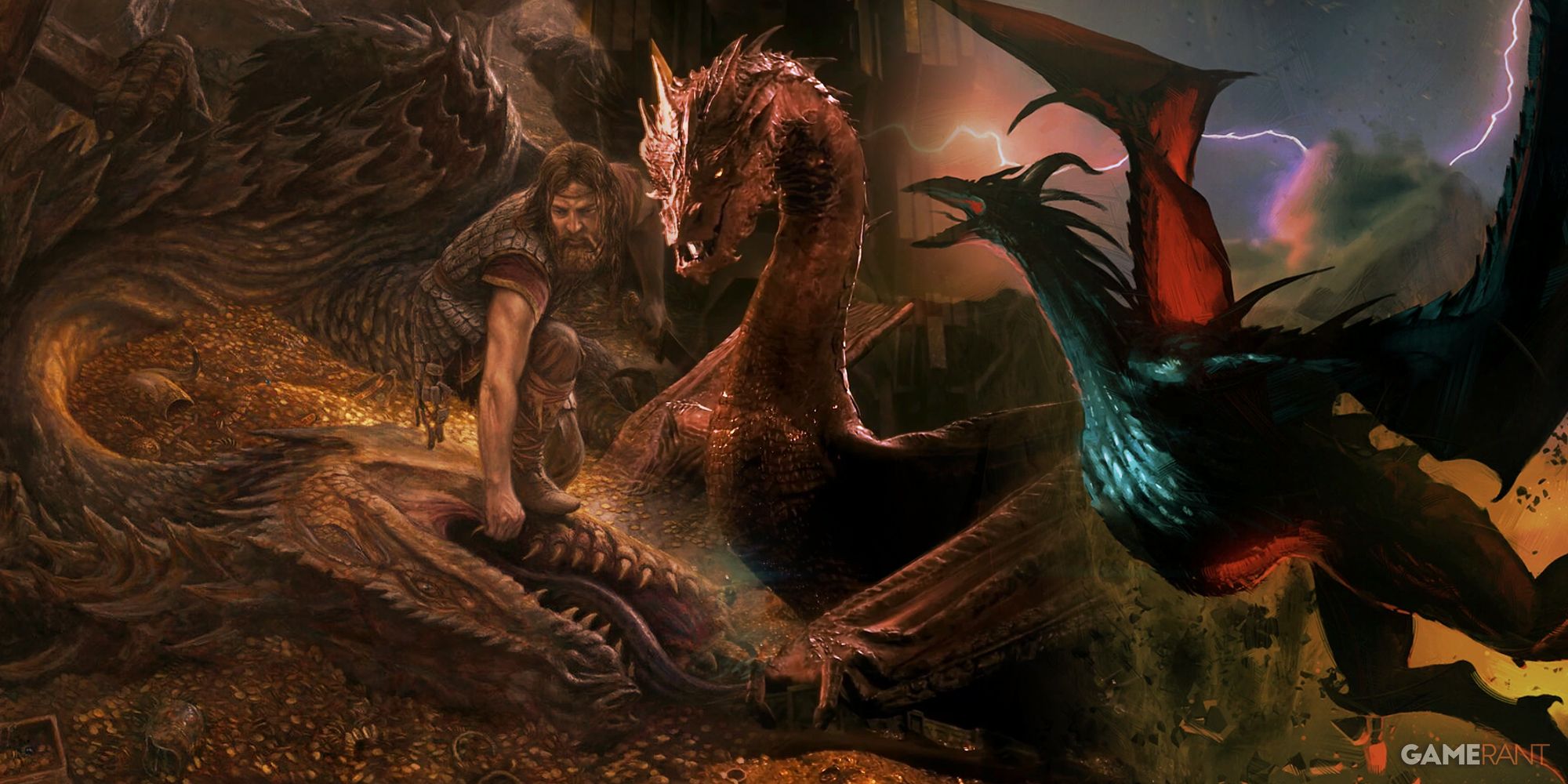 Lord Of The Rings dragons Scatha The Worm, Smaug The Golden, Gostir