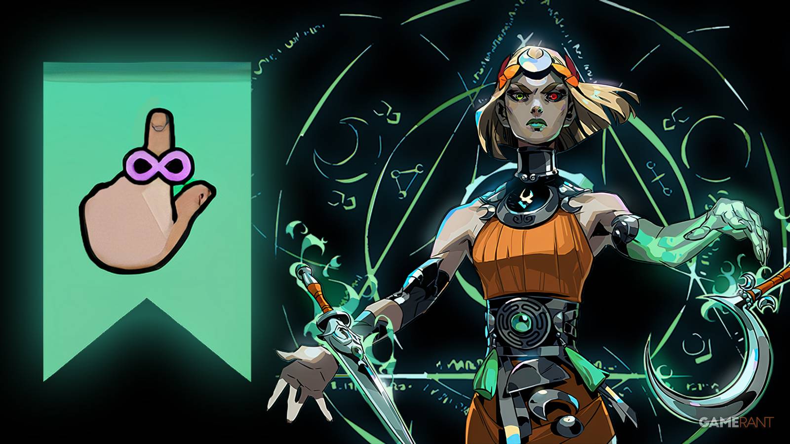 Melinoe with Forget Me Not symbol from Hades 2