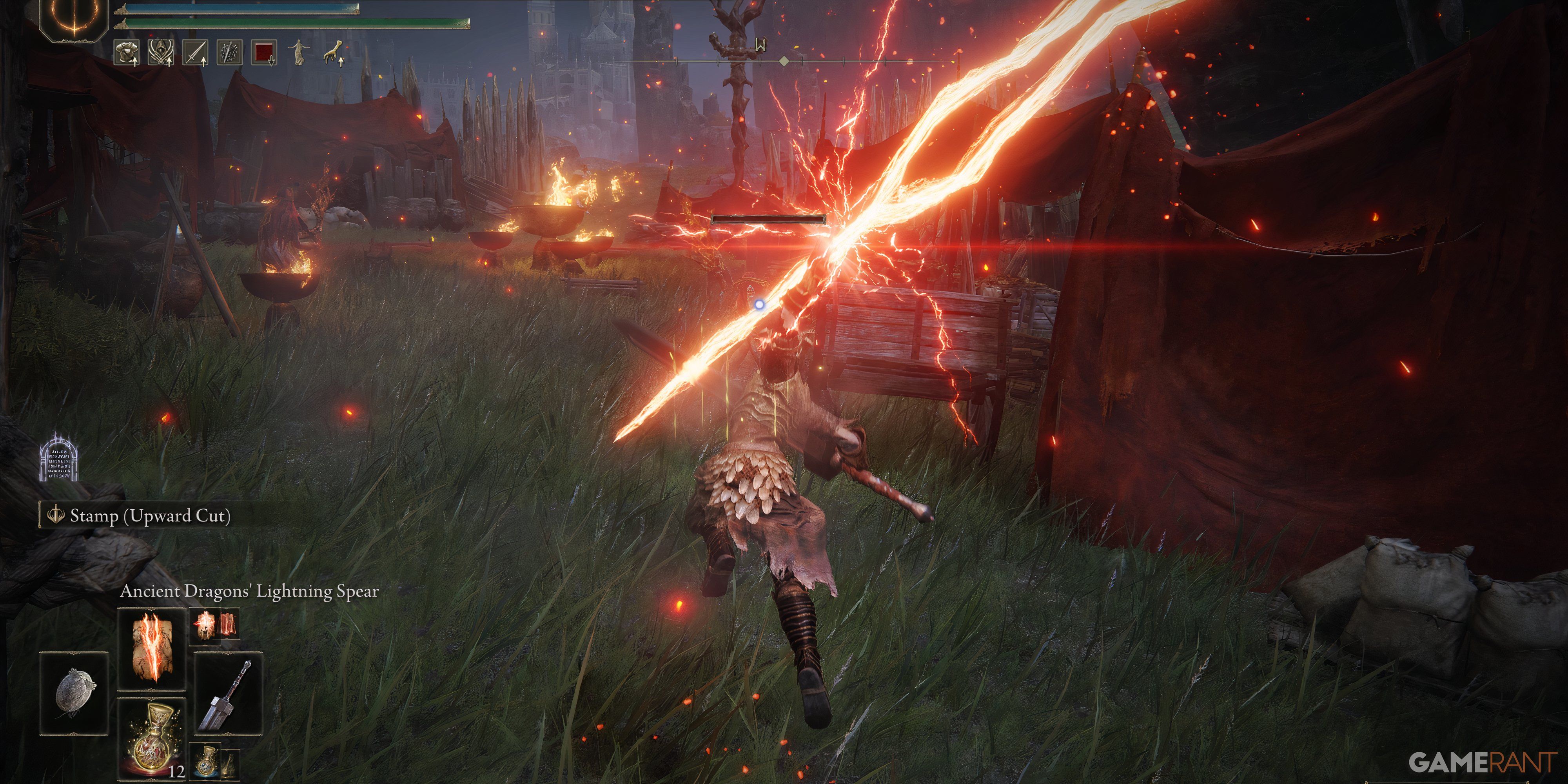Elden Ring: Best Lightning Spells, Ranked Summoning a large lightning spear towards enemies