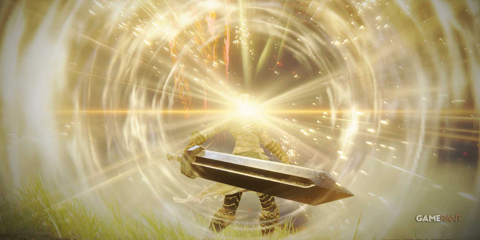 Elden Ring: Best Erdtree Incantations, Ranked Summoning a blast of golden light while holding a greatsword