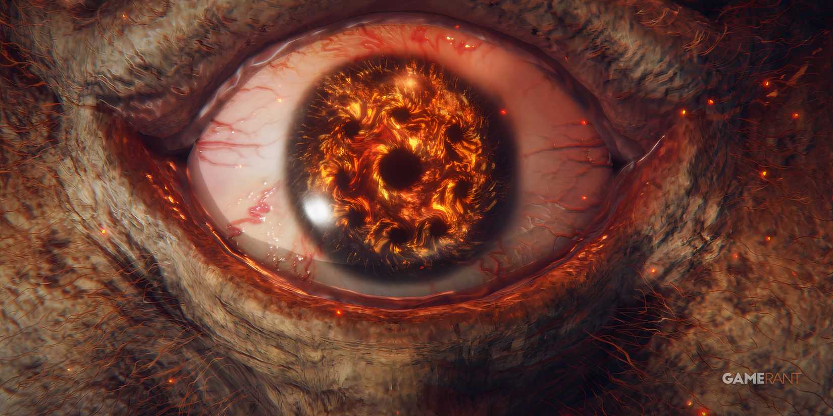 Elden Ring: Every Outer God Ranked By Influence The fire Giants eye opens to reveal the Fell God