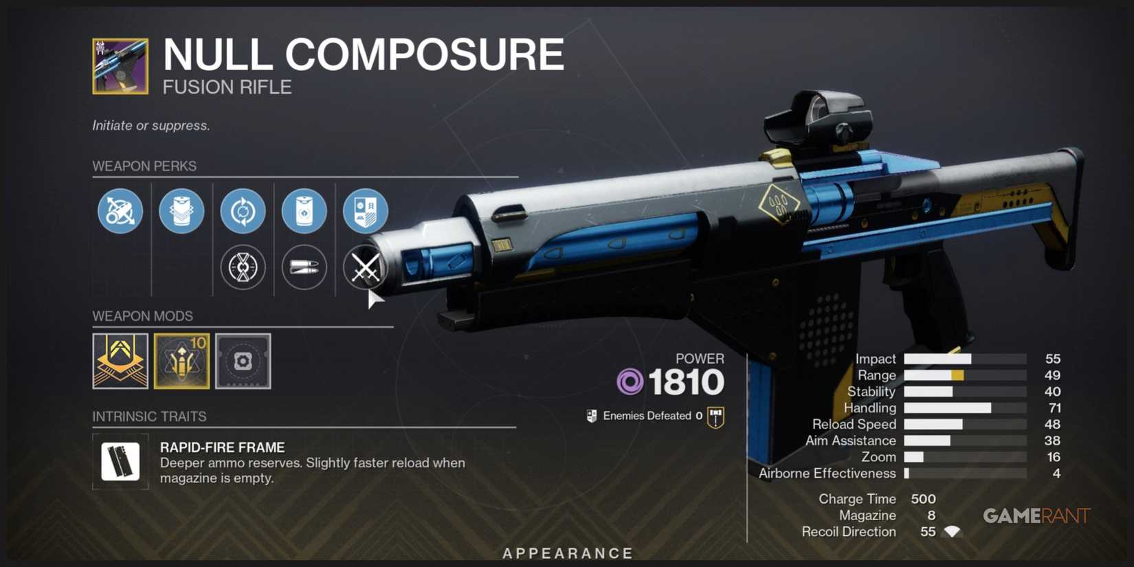 Null Composure Weapon Details