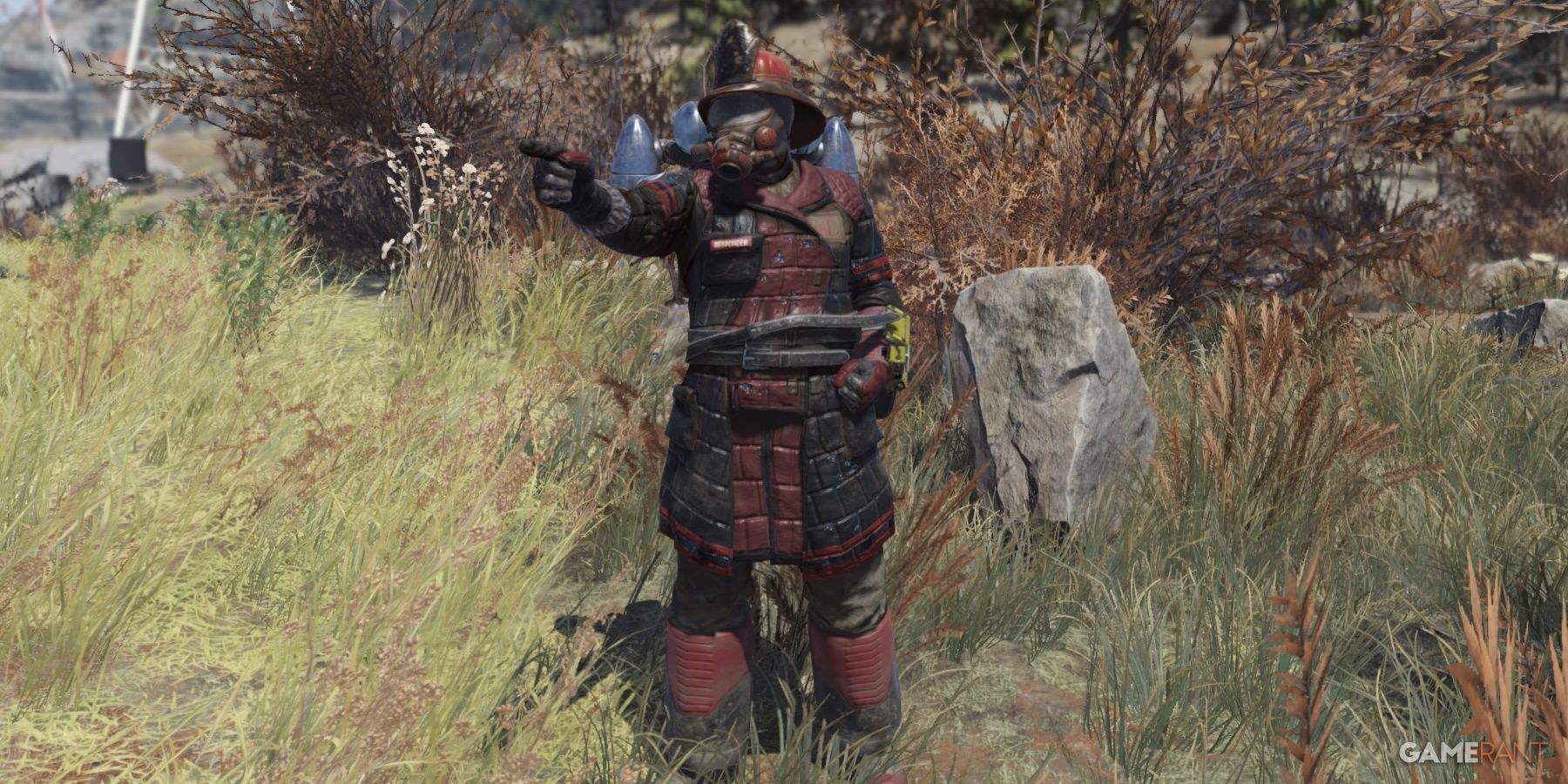 Pointing in A Fire Breather Uniform Fallout 76