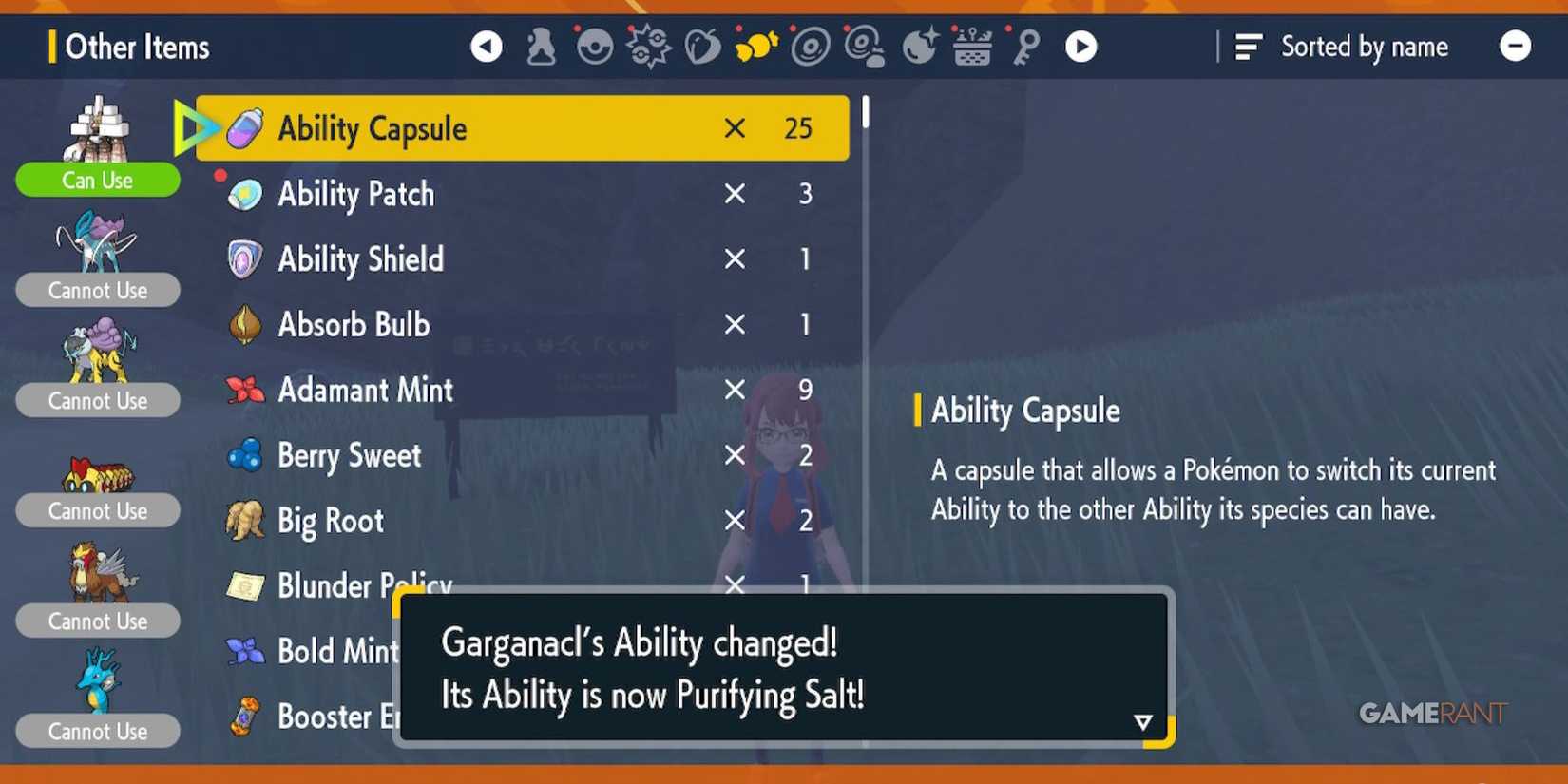 Pokemon Scarlet and Violet - Ability Capsule in Use