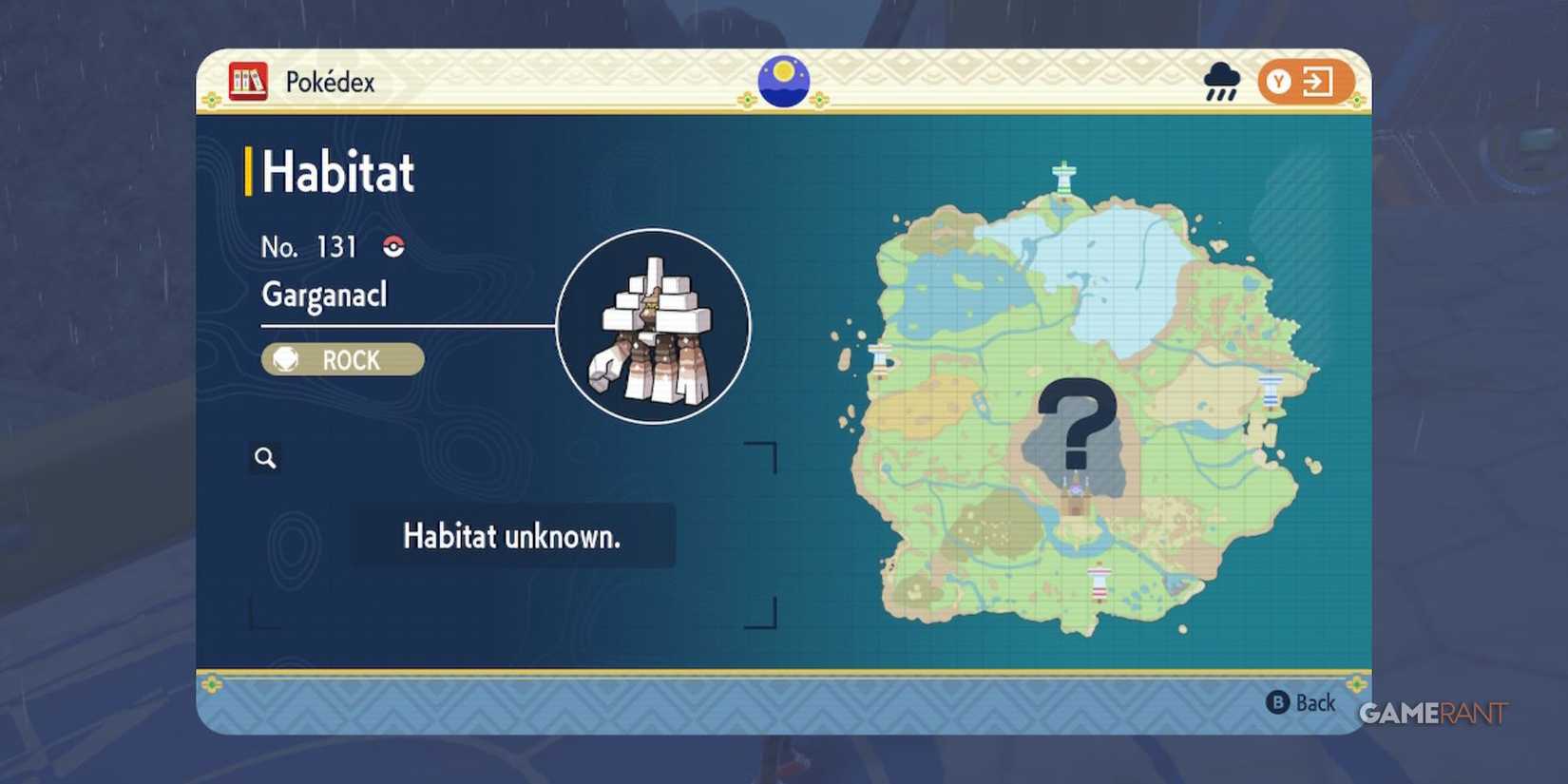 Pokemon Scarlet and Violet - Garganacl Location Pokedex