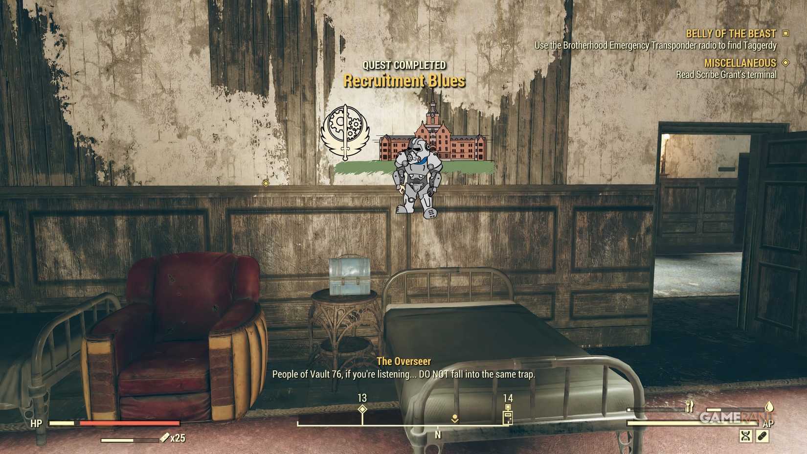 Recruitment Blues Quest Completed in Fallout 76