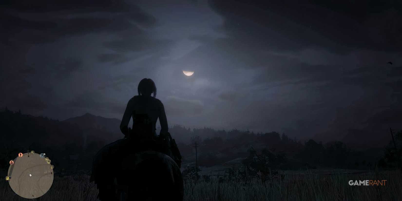 Looking at the moon on horseback