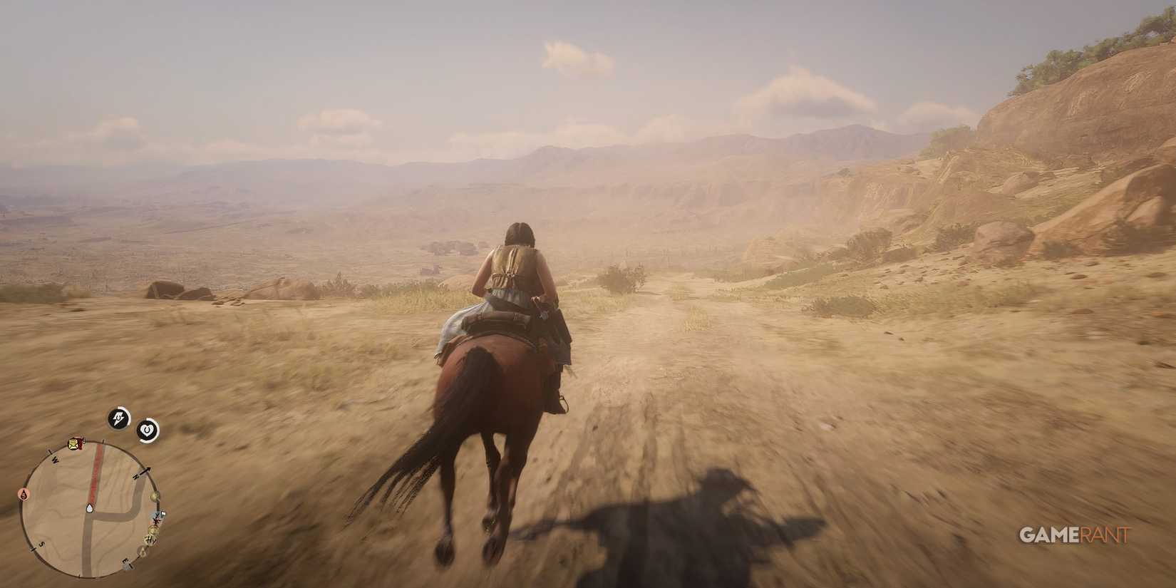 Riding a horse at full speed