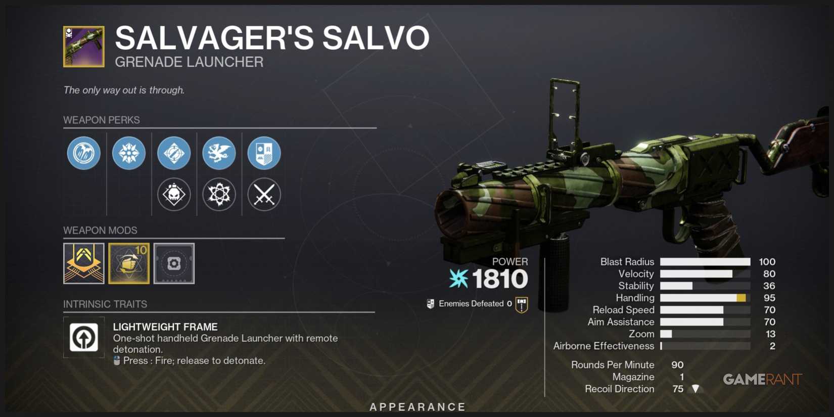 Salvagor's Salvo Weapon Details