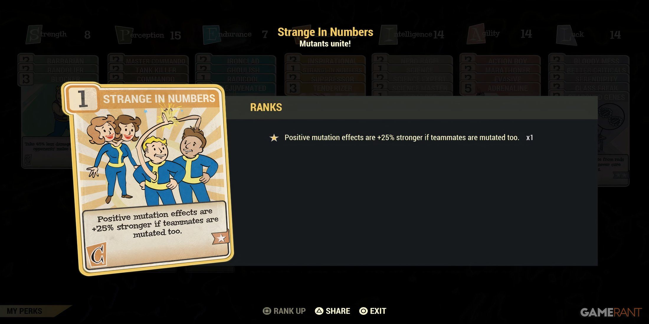 Strange in Numbers Perk in Fallout 76
