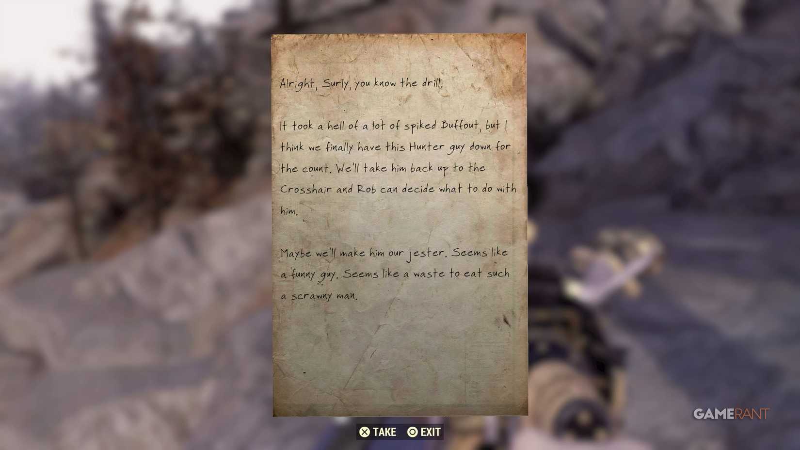 Surly's Note in Fallout 76