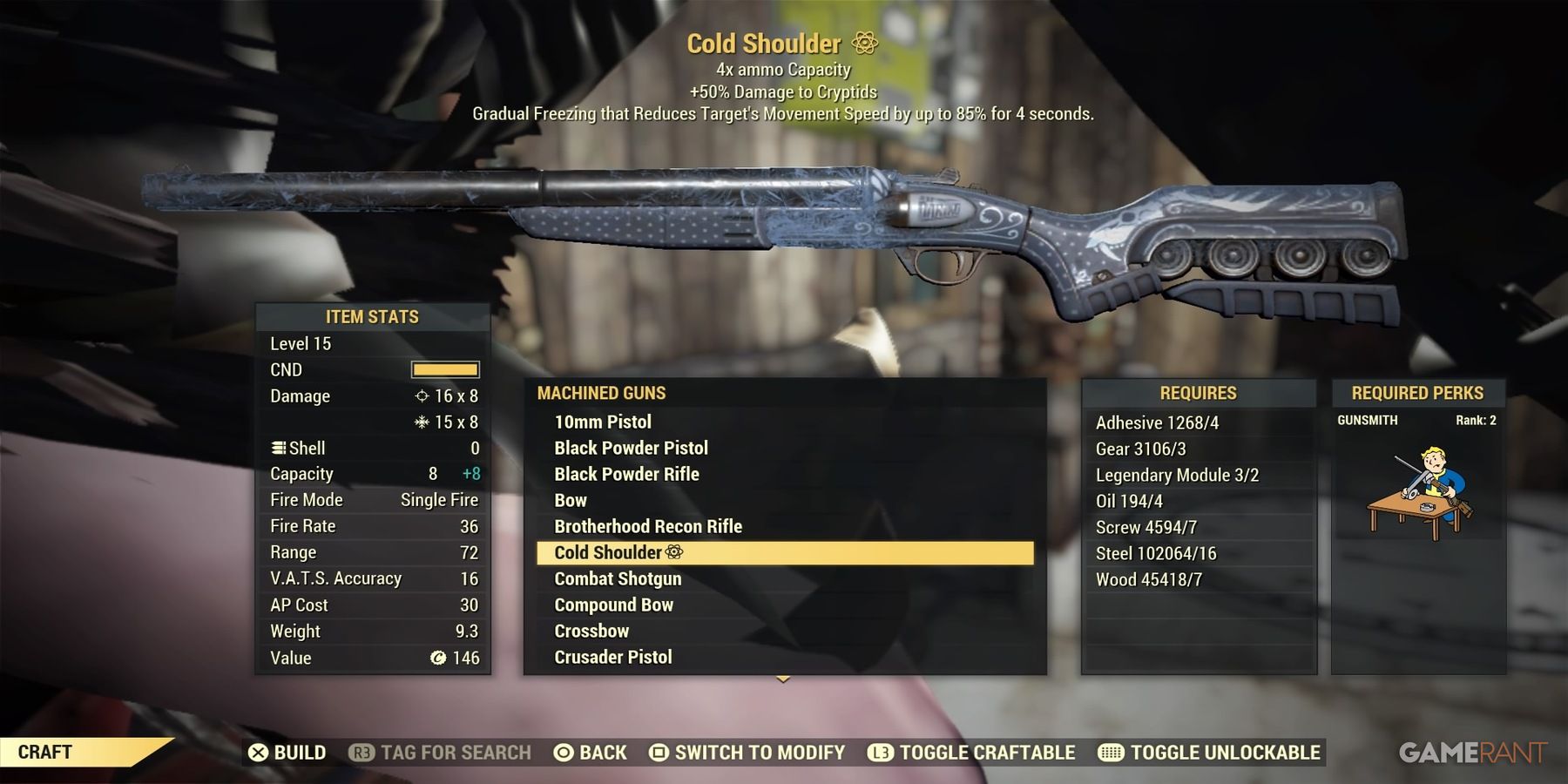 The Cold Shoulder in Fallout 76