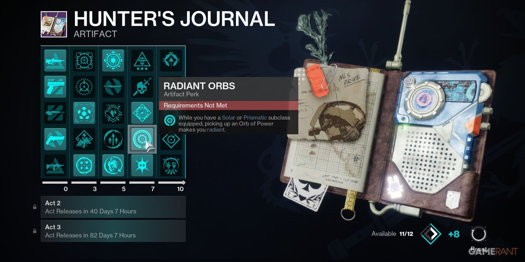 Destiny 2 Radiant Orbs Artifact Perk