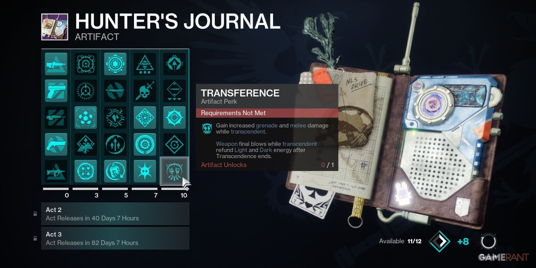 Destiny 2 Transference Artifact Perk